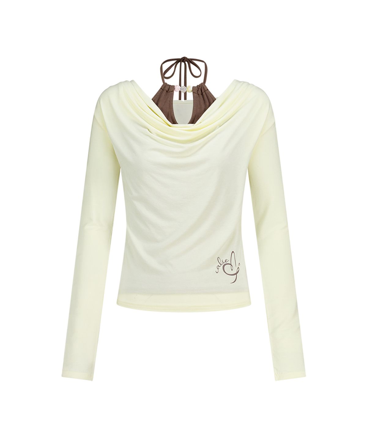 에즈이프 캘리(ASIF CALIE) LAYERD BEADS COWL NECK T-SHIRT YELLOW