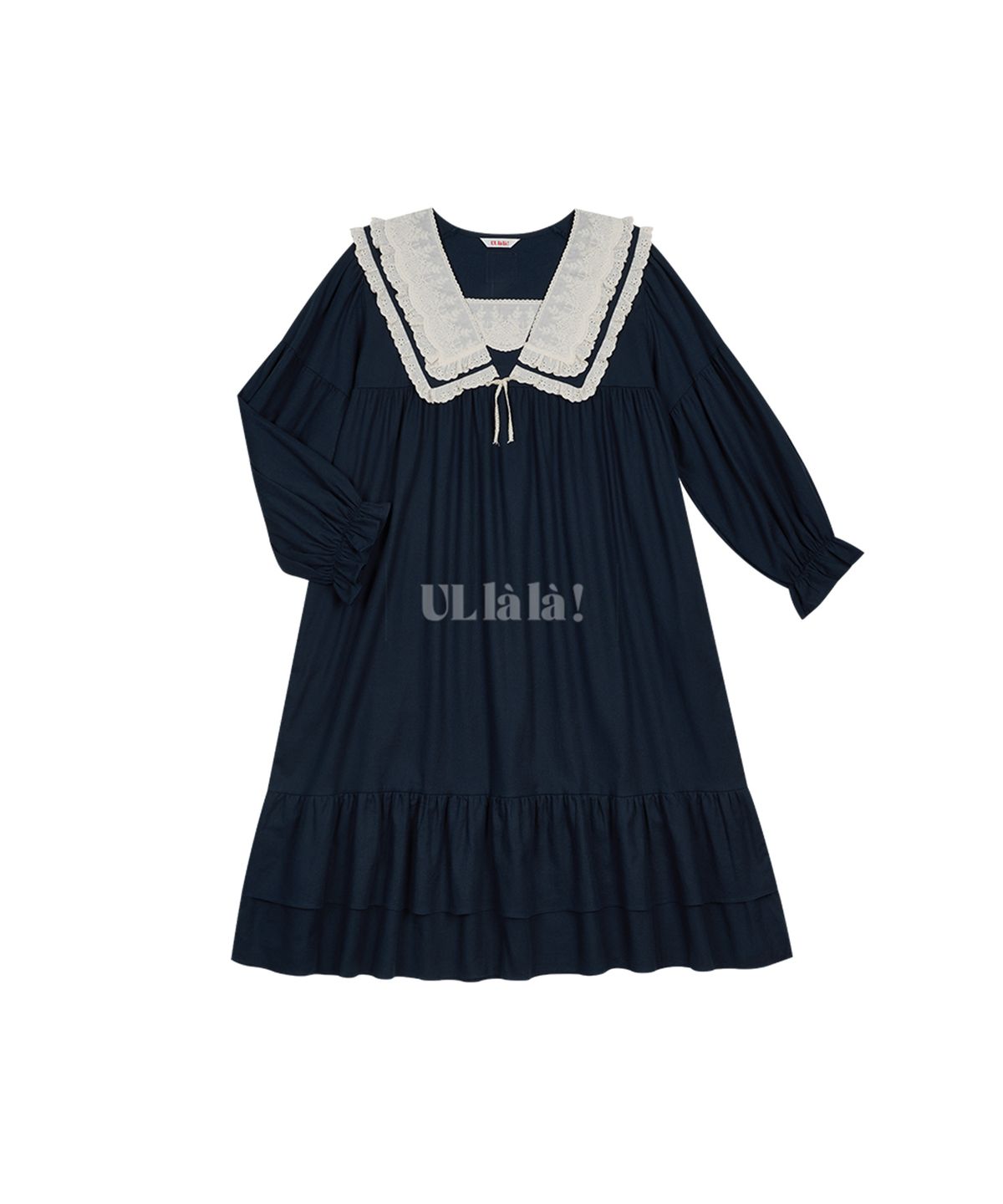 울랄라파자마(ULLALA PAJAMAS) 그레테 긴팔 원피스 네이비 (21수)