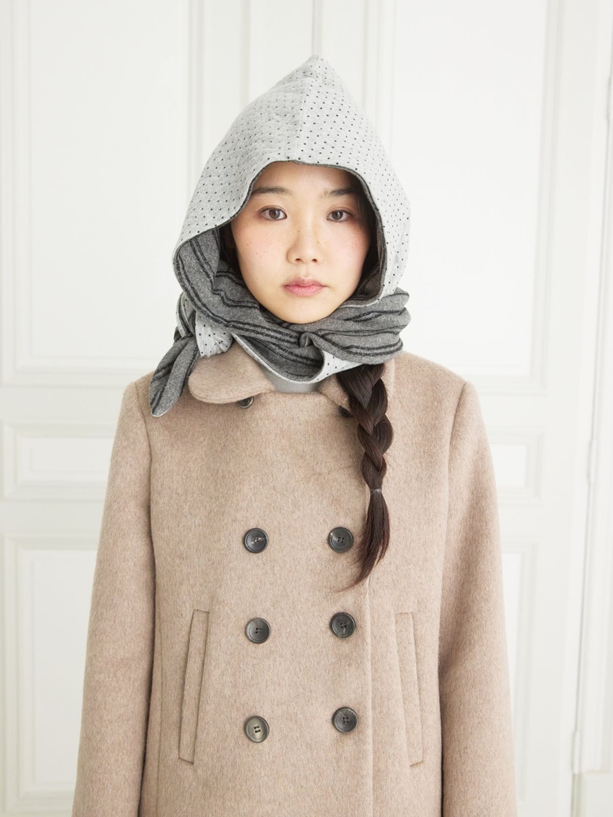 콜로신스(COLOCYNTH) Hana Hood Reversible Scarf Melange Stripe