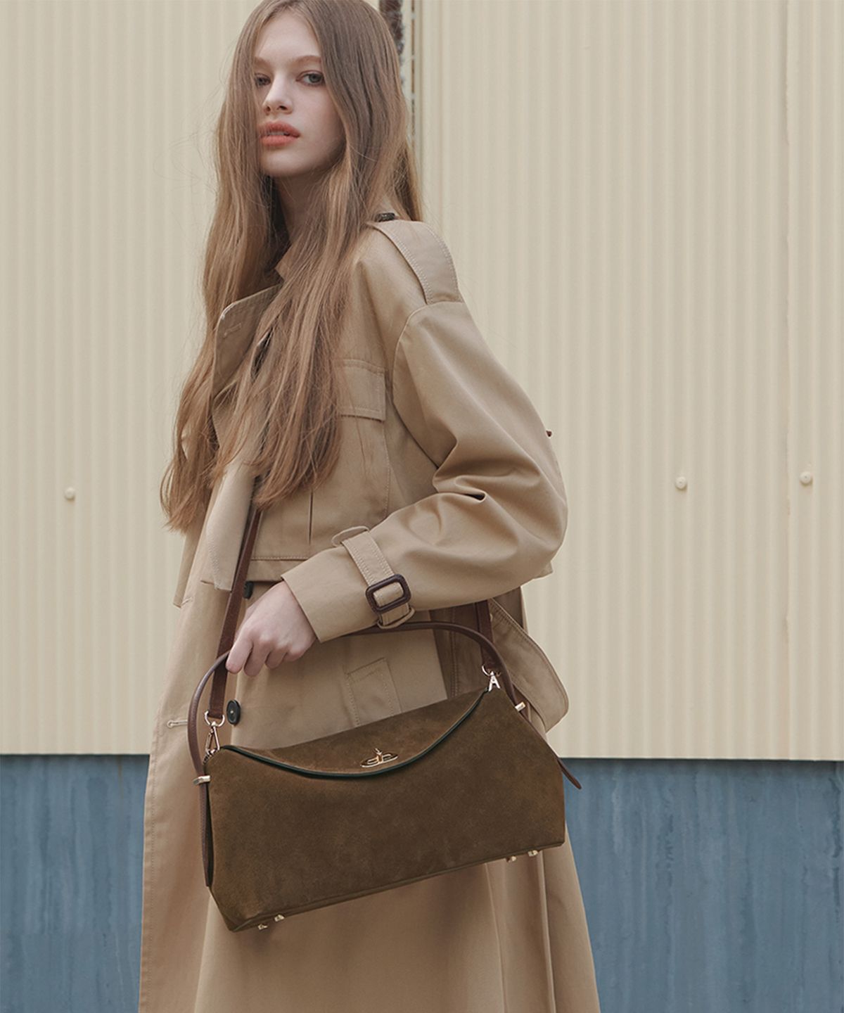 끌라베(CLAVE) 니콜 스웨이드 브라운 토트백 (NICOLE Suede brown Tote Bag)