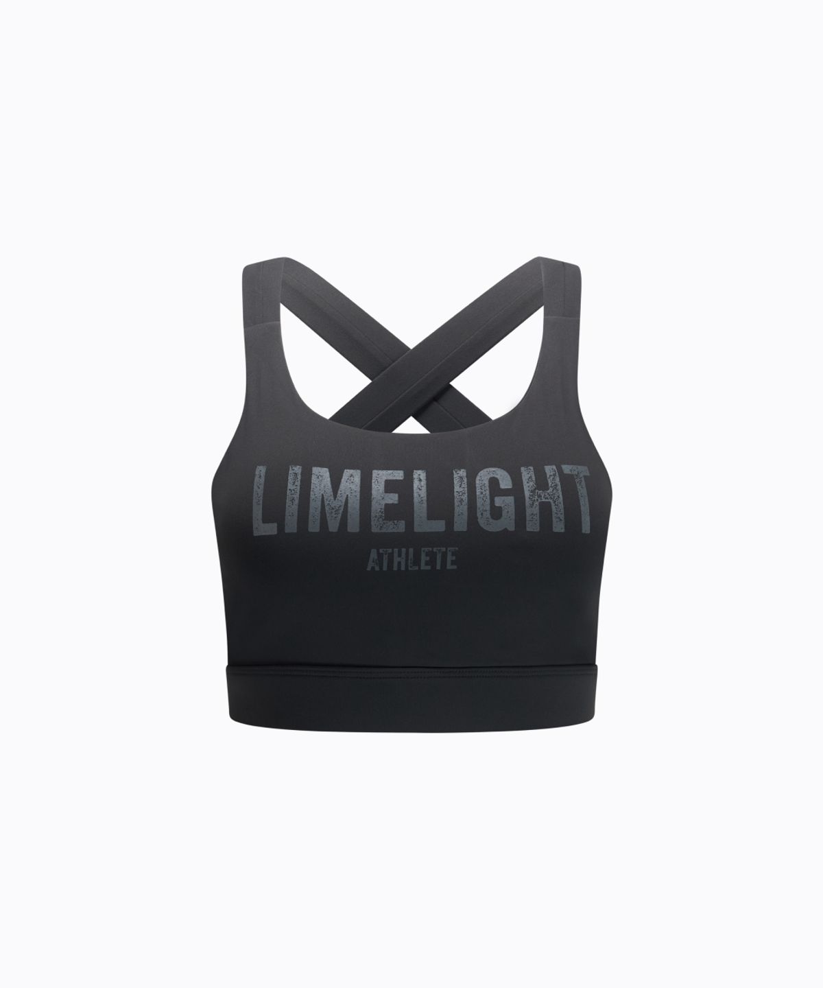 라임라잇 어패럴(LIMELIGHT APPAREL) 애슬릿 빅로고 스탠다드 스포츠 브라 (차콜/그레이)