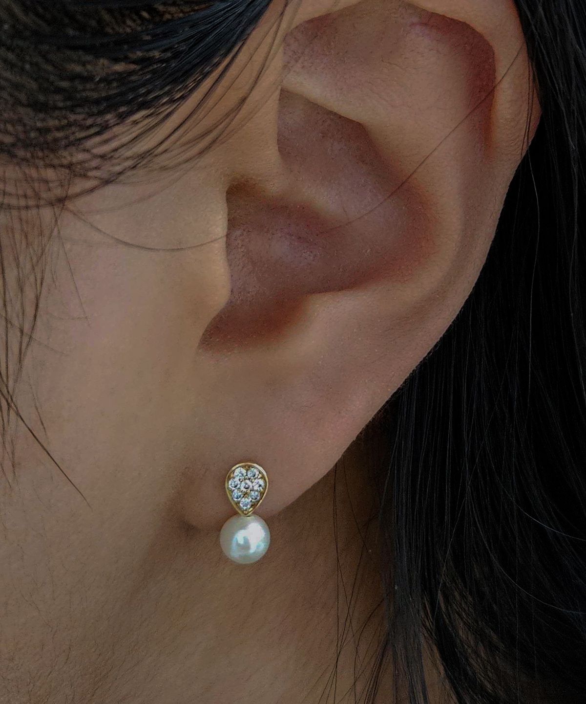 엘렌쥬얼리(HELENE JEWELRY) 14K 담수 진주 클레르 큐빅 귀걸이