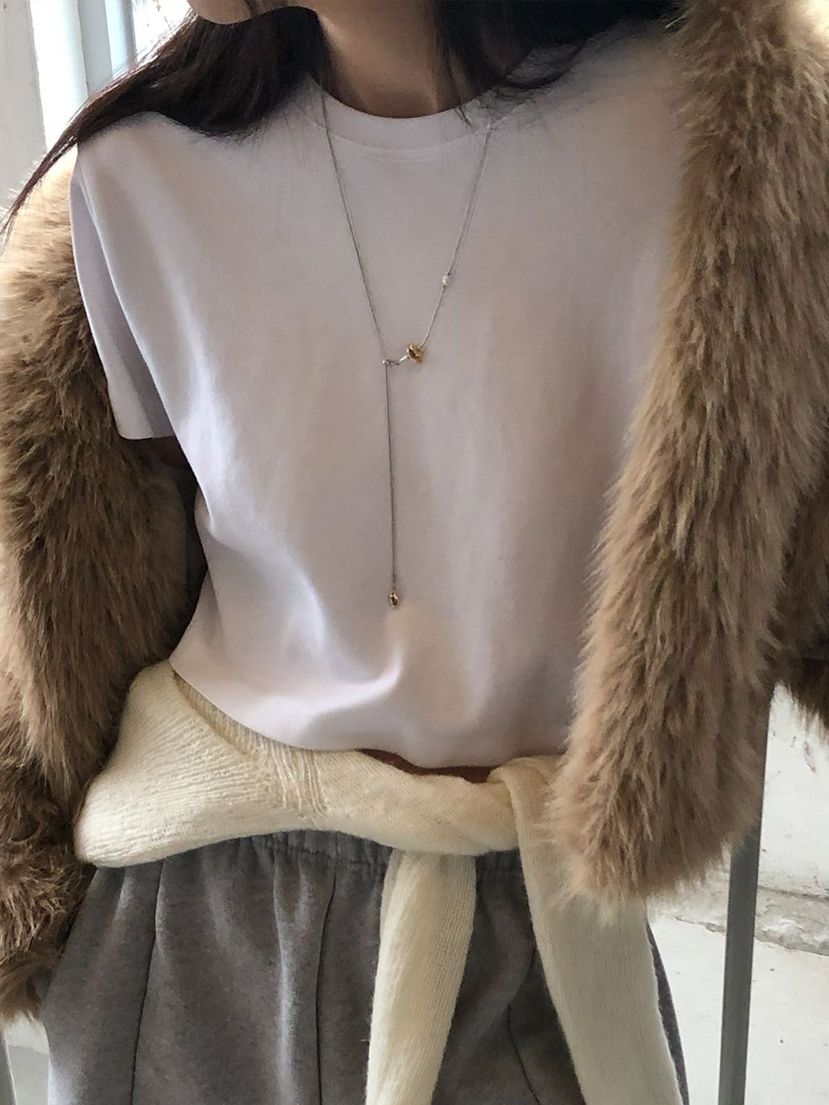 데누(DENU) Tiny gold stone necklace