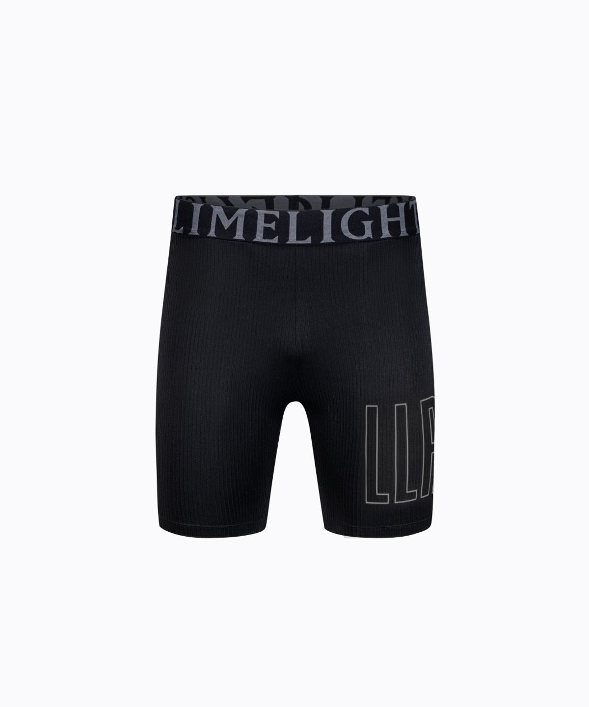 라임라잇 어패럴(LIMELIGHT APPAREL) LLR 러닝 빅로고 스트라이트 컴프레션 쇼츠 남성 (블랙/그레이)