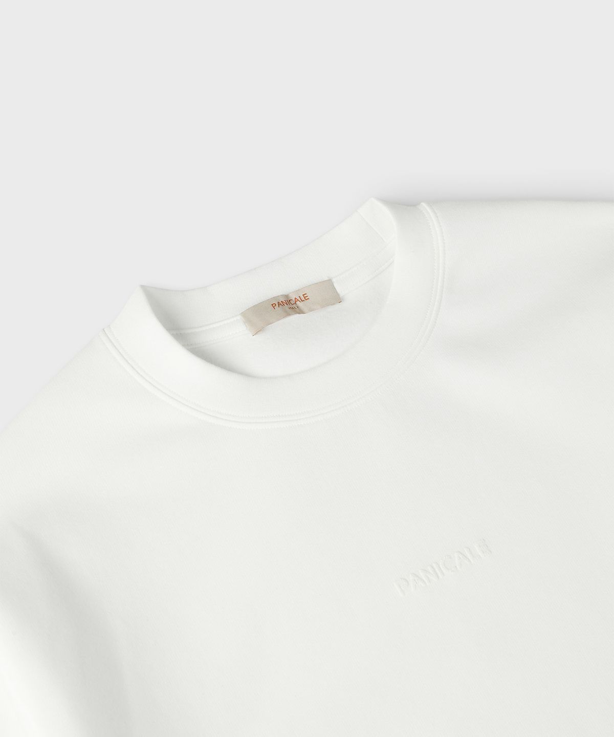 빠니깔레(PANICALE) 화이트 기모 베이직 로고 티셔츠