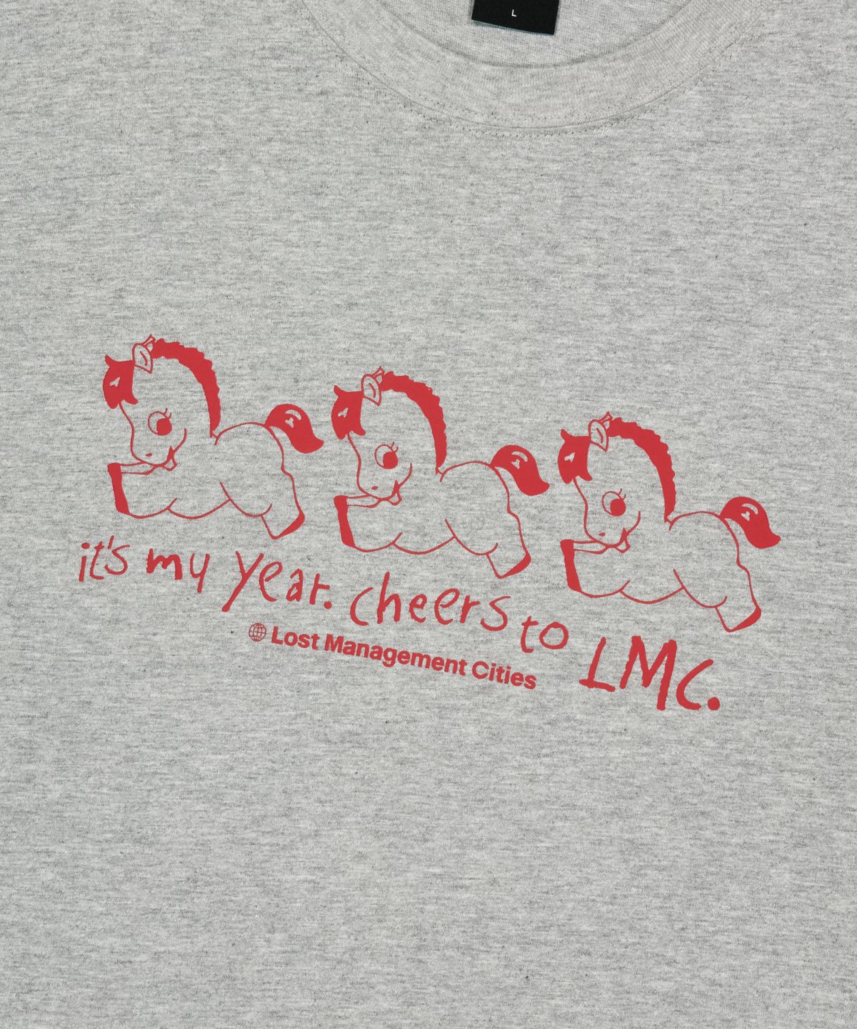 엘엠씨(LMC) NEW YEAR HORSE LONG SLV TEE heather gray