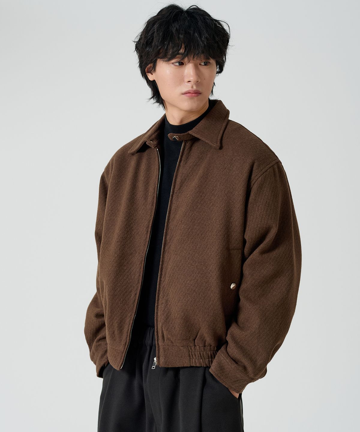 오우사(OWSA) 울 블렌드 카라 블루종 자켓