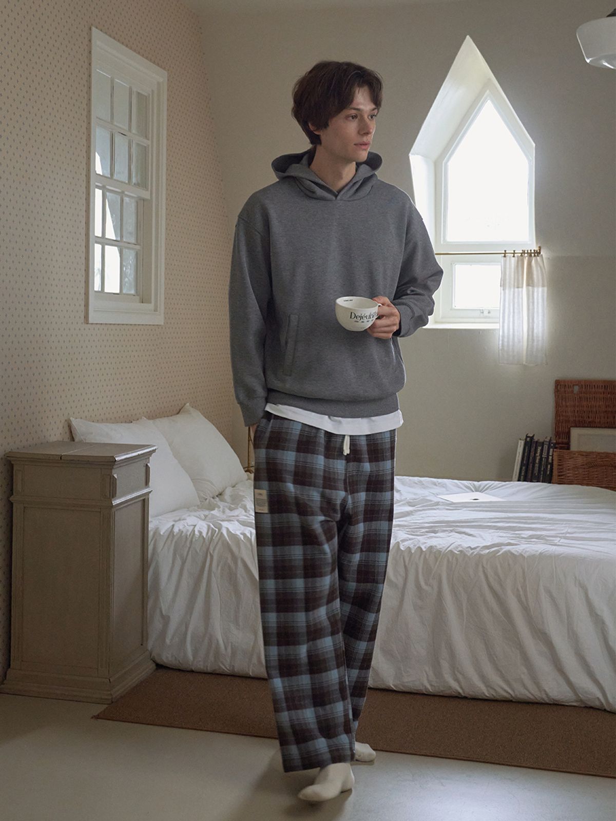 비비홈(VIVIHOME) (uni)로맨틱홀리데이 윈터스카이 체크 파자마 팬츠