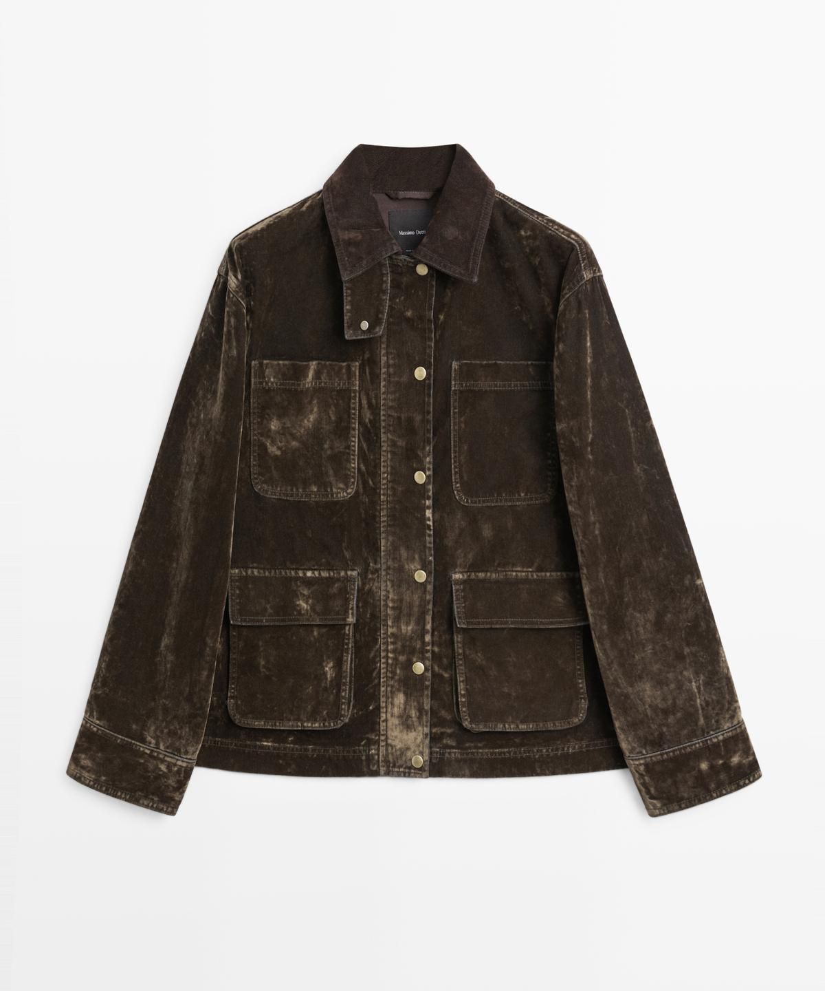 마시모두띠(MASSIMO DUTTI) 플로크 데님 자켓 칼라 디테일
