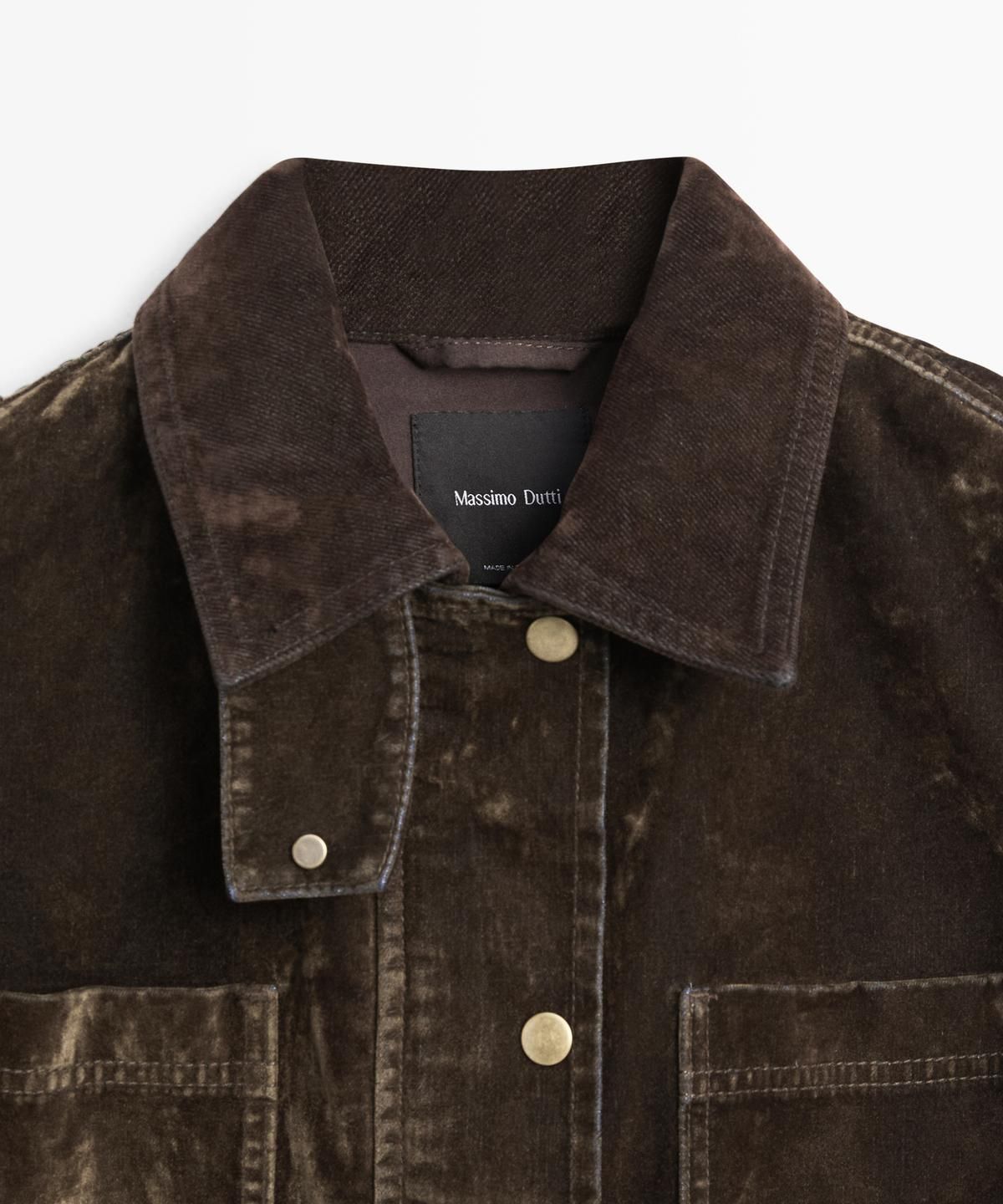 마시모두띠(MASSIMO DUTTI) 플로크 데님 자켓 칼라 디테일