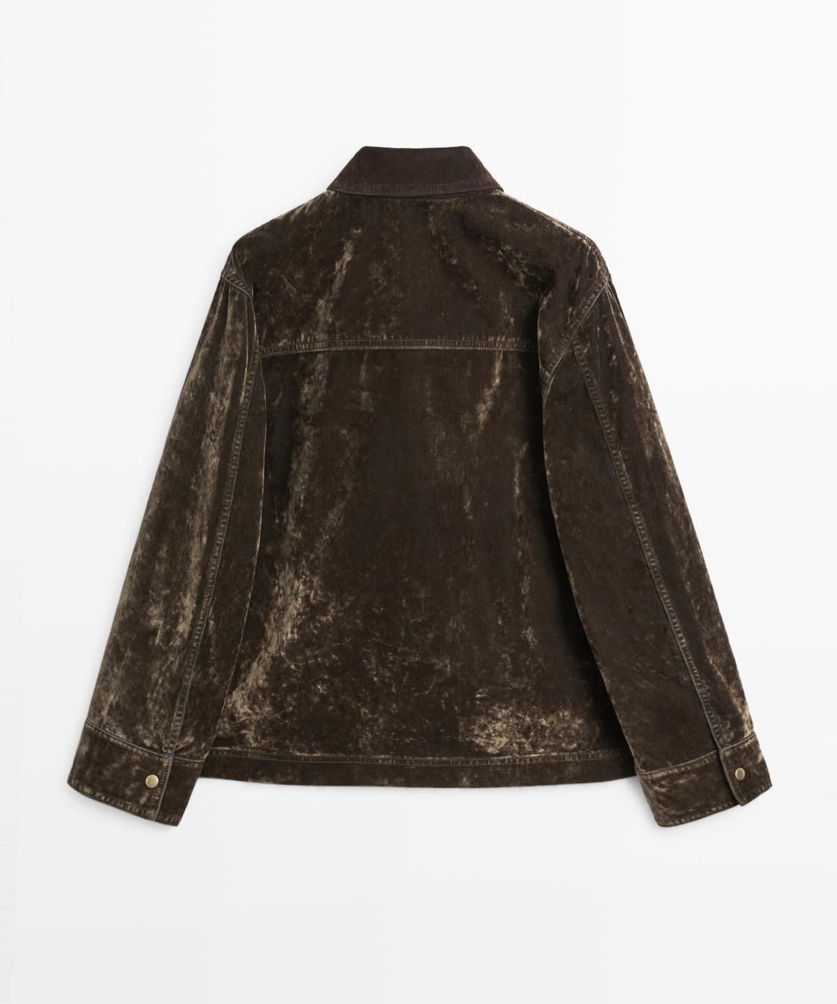 마시모두띠(MASSIMO DUTTI) 플로크 데님 자켓 칼라 디테일