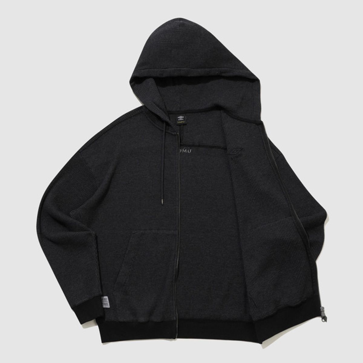 엄브로(UMBRO) 와플 다잉 후드집업자켓 블랙 UR121CFT22