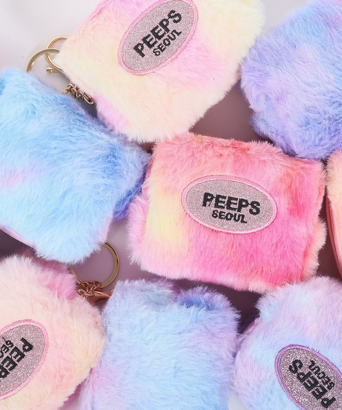 핍스(PEEPS) Pastel Fur Pouch(Pink/Violet)