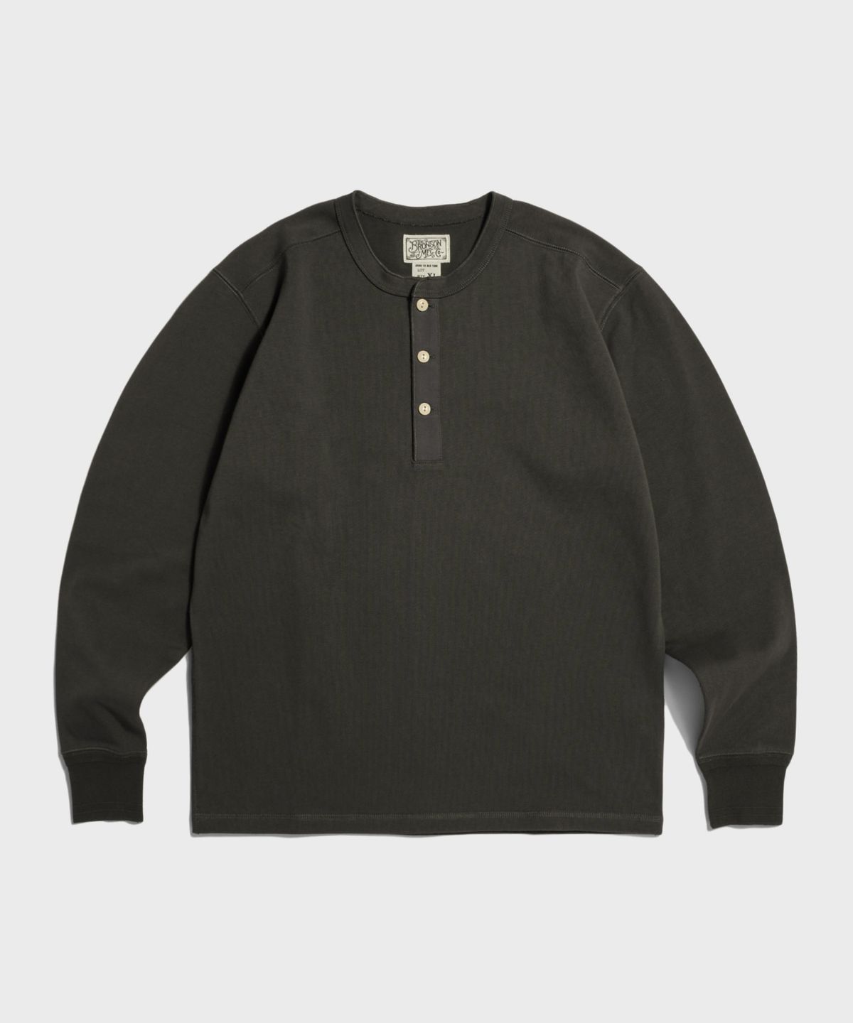 브론슨(BRONSON) Vintage Long Sleeve Henley Shirt Dark Grey (Korea Edition)