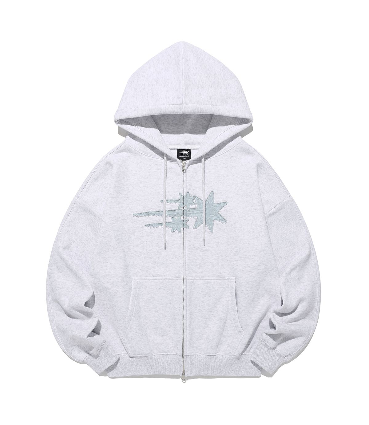 나이스고스트클럽(NICEGHOSTCLUB) 3STAR APPLIQUE HOODIE ZIP UP_LIGHT GREY(NG2GSUM490A)