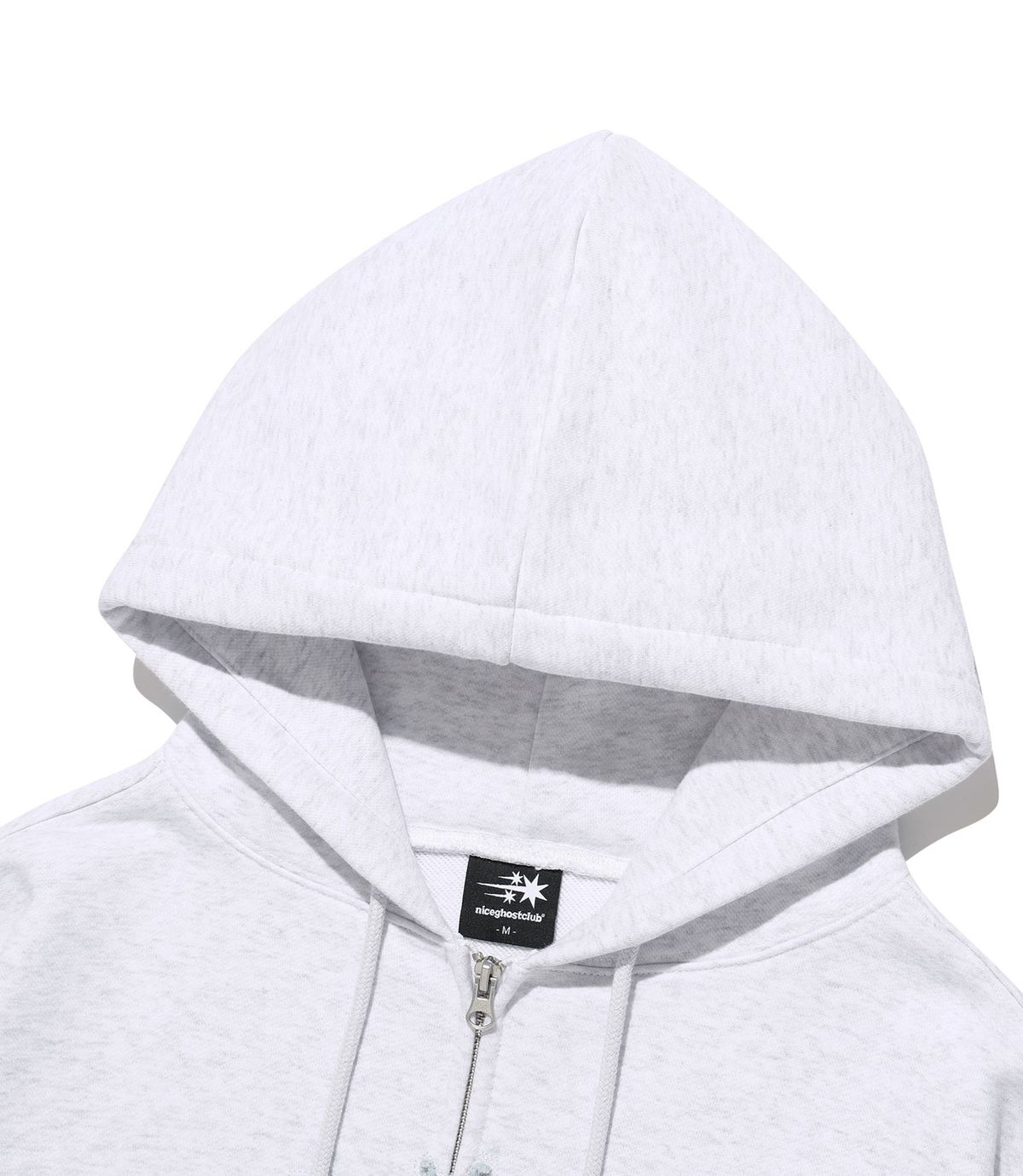 나이스고스트클럽(NICEGHOSTCLUB) 3STAR APPLIQUE HOODIE ZIP UP_LIGHT GREY(NG2GSUM490A)