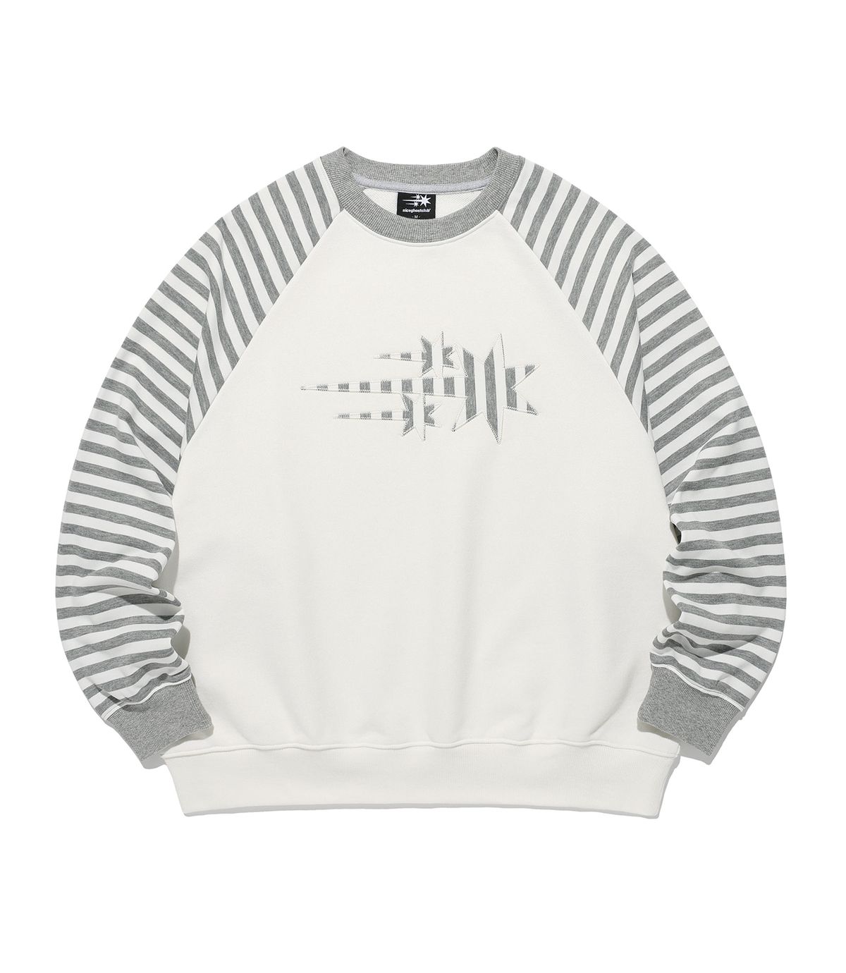 나이스고스트클럽(NICEGHOSTCLUB) STRIPE 3STAR RAGLAN SWEATSHIRTS_WHITE(NG2GSUM440A)