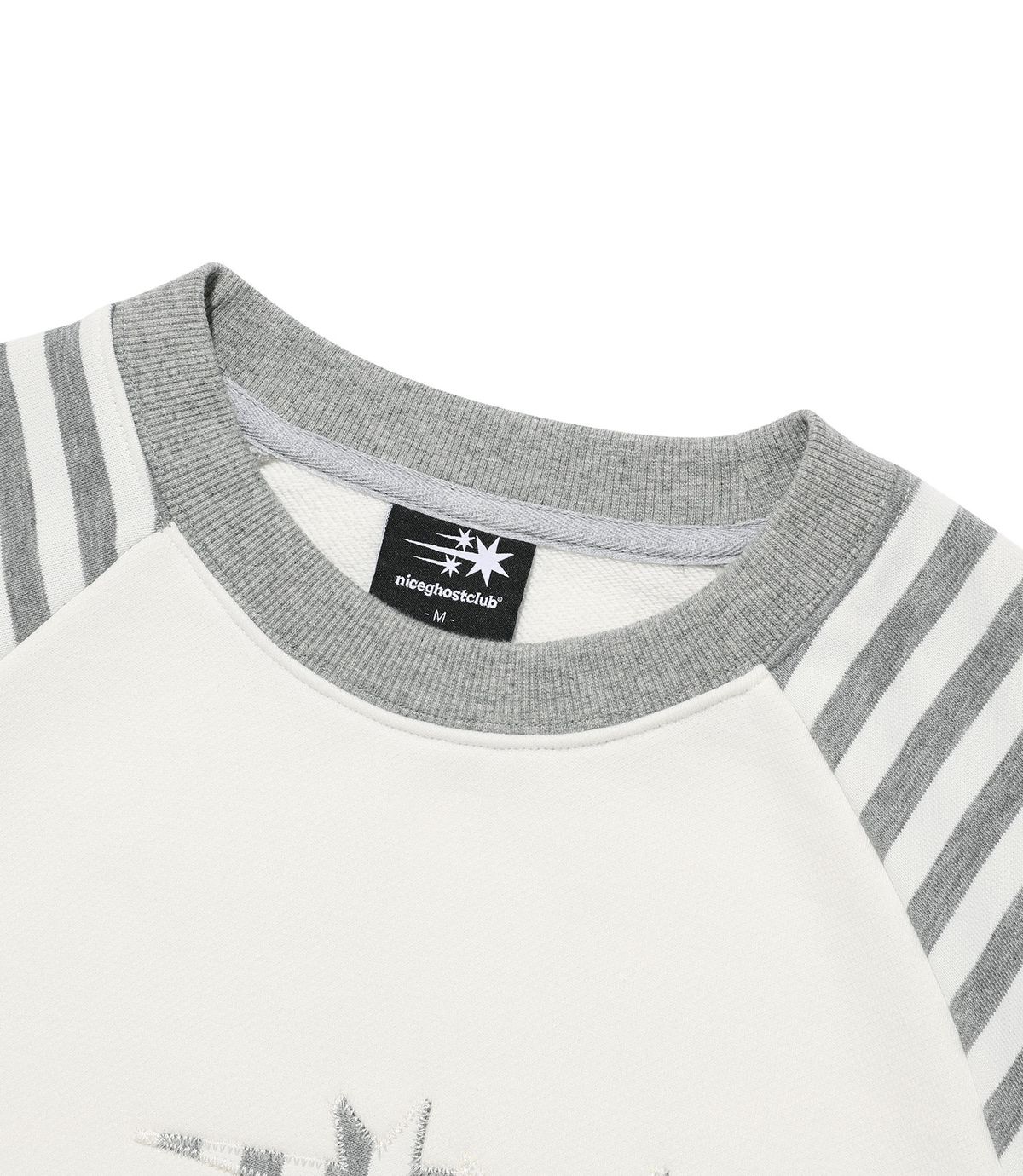 나이스고스트클럽(NICEGHOSTCLUB) STRIPE 3STAR RAGLAN SWEATSHIRTS_WHITE(NG2GSUM440A)