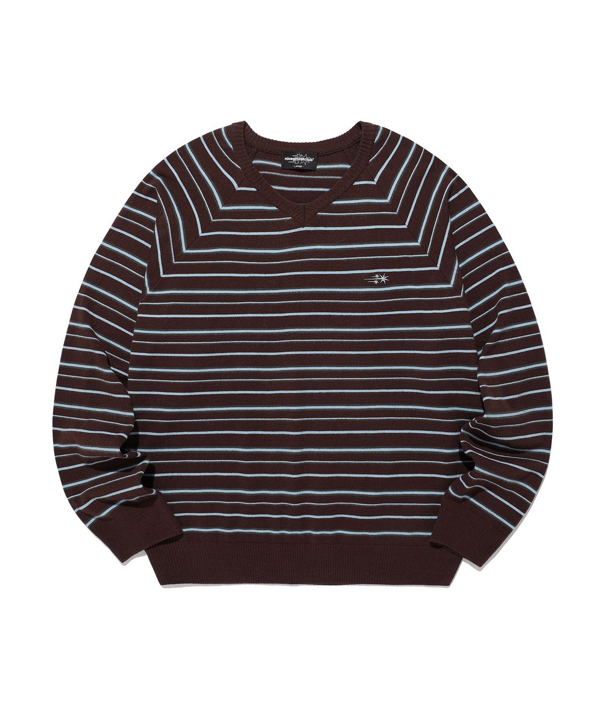 나이스고스트클럽(NICEGHOSTCLUB) MULTI STRIPE 3STAR V NECK KNIT_BROWN(NG2GSUM600A)