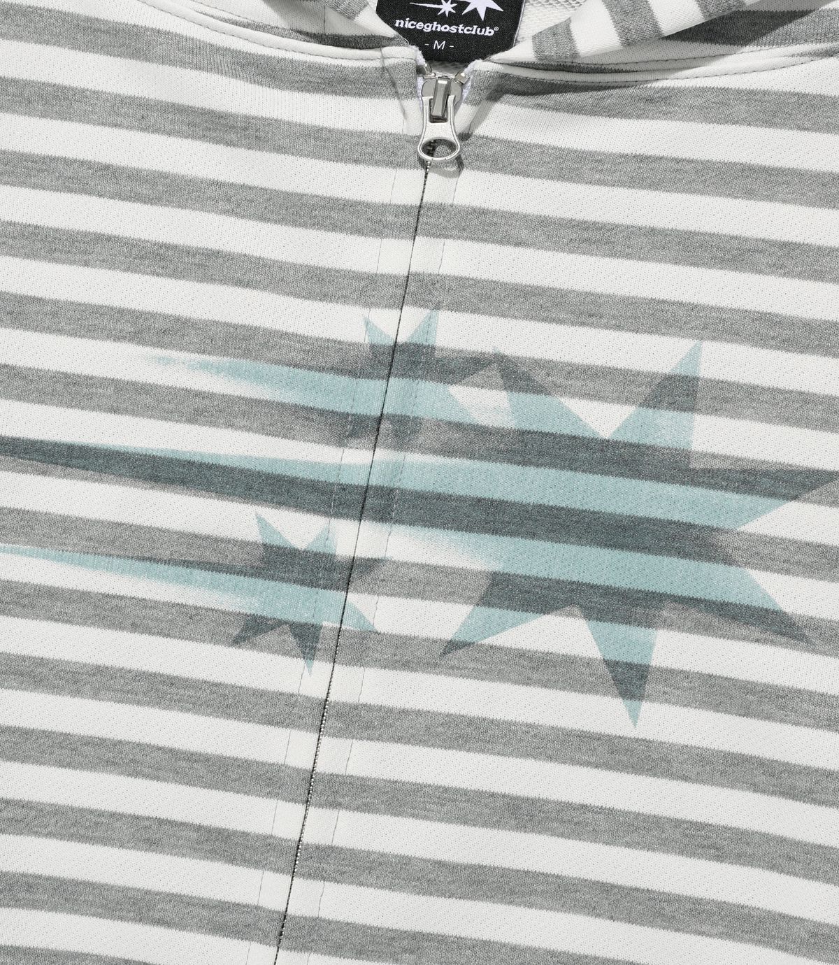 나이스고스트클럽(NICEGHOSTCLUB) STRIPE RUSH 3STAR HOODIE ZIP UP_GREY(NG2GSUM491A)