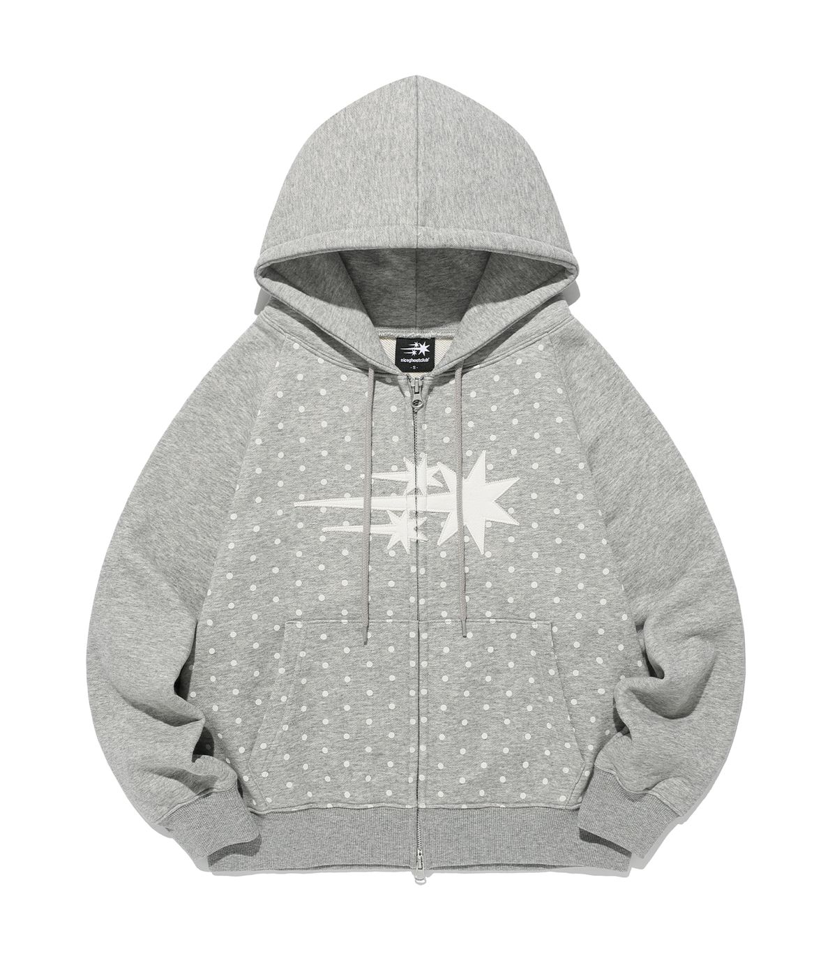나이스고스트클럽(NICEGHOSTCLUB) DOT 3STAR RAGLAN CROP HOODIE ZIP UP_GREY(NG2GSUM493A)