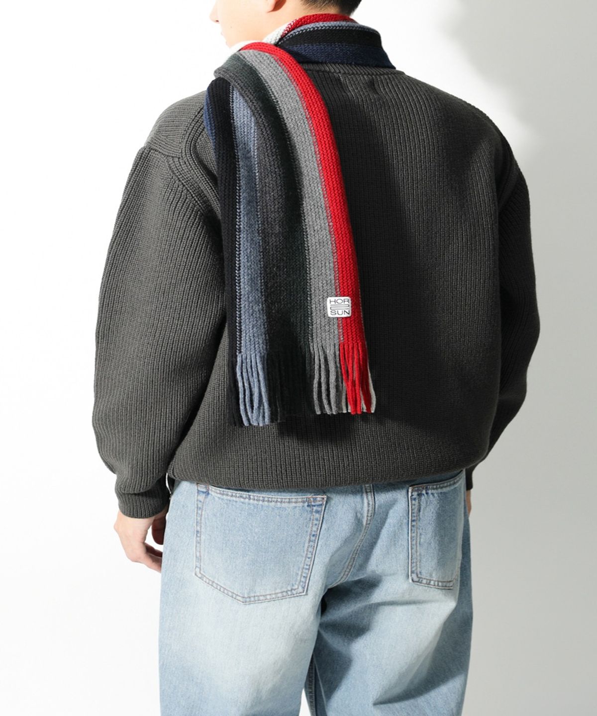홀리선(HORLISUN) Skiff Superfine Wool Stripe Knit Muffler