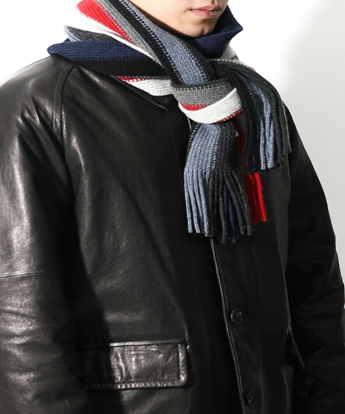 홀리선(HORLISUN) Skiff Superfine Wool Stripe Knit Muffler