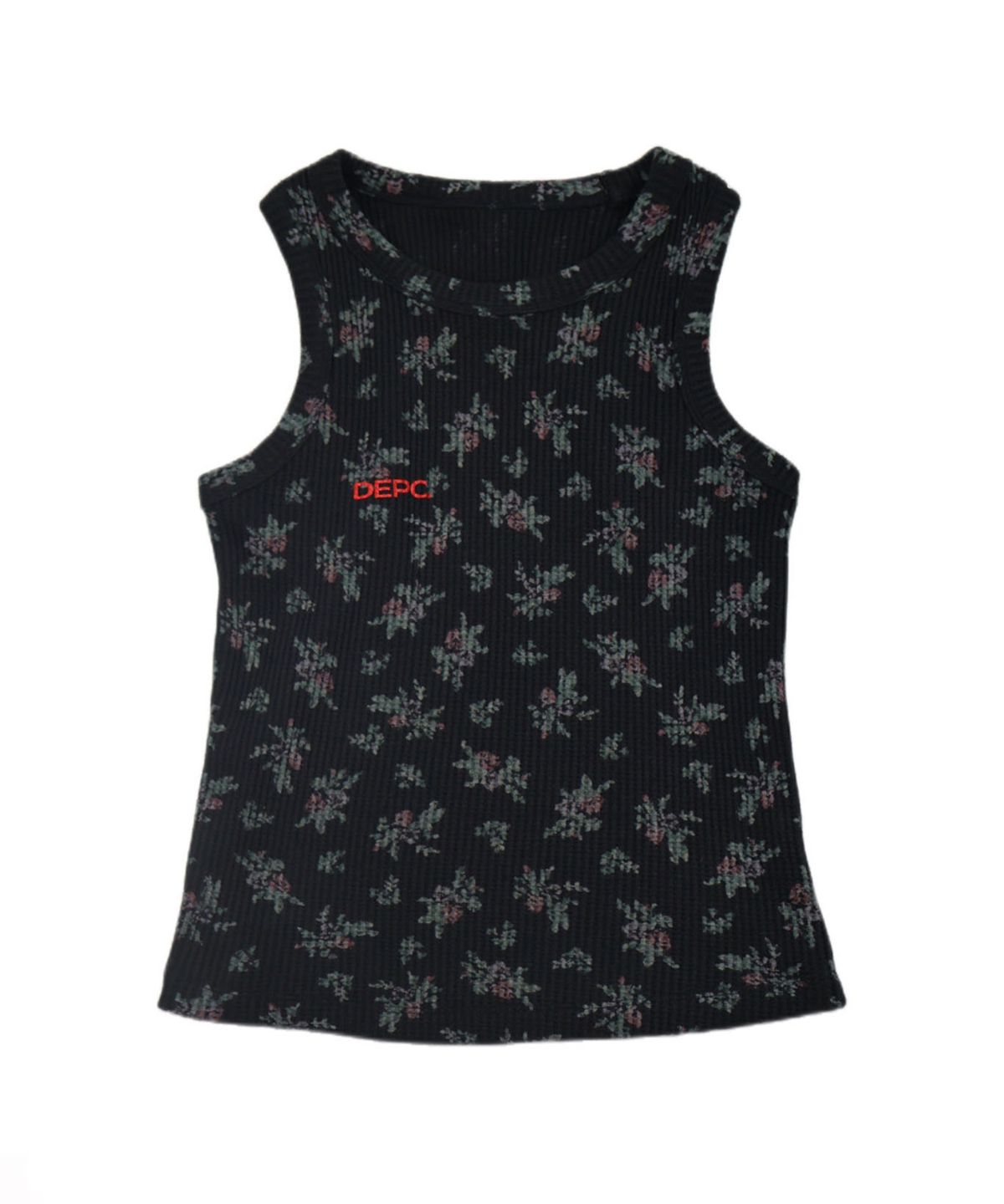 뎁크(DEPC) WAFFLE FLOWER SLEEVELESS TOP - BLACK