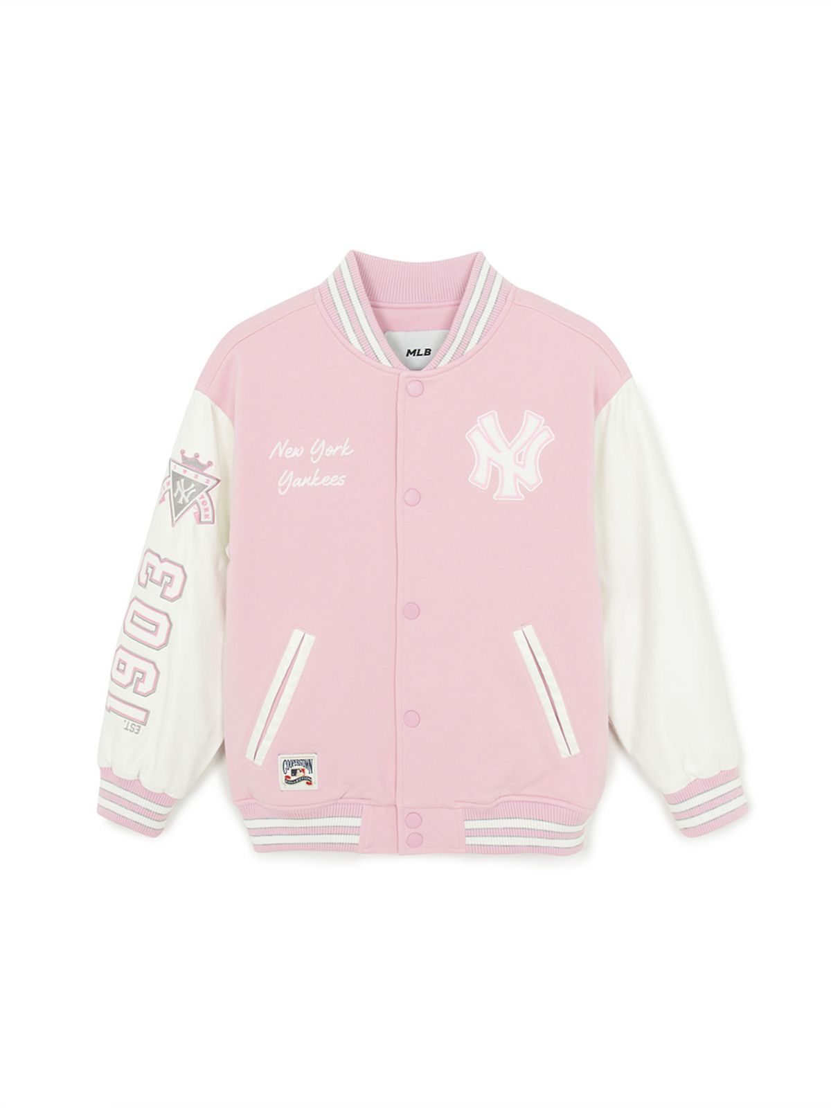 엠엘비 키즈(MLB KIDS) 스포티브 와펜 바시티 패딩 점퍼 NY (Mg.Pink)