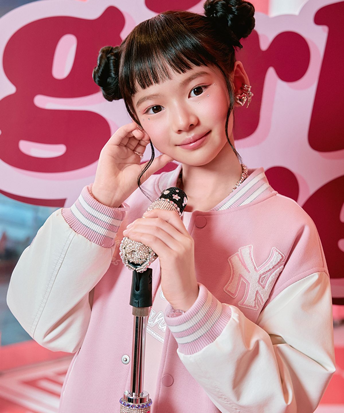 엠엘비 키즈(MLB KIDS) 스포티브 와펜 바시티 패딩 점퍼 NY (Mg.Pink)