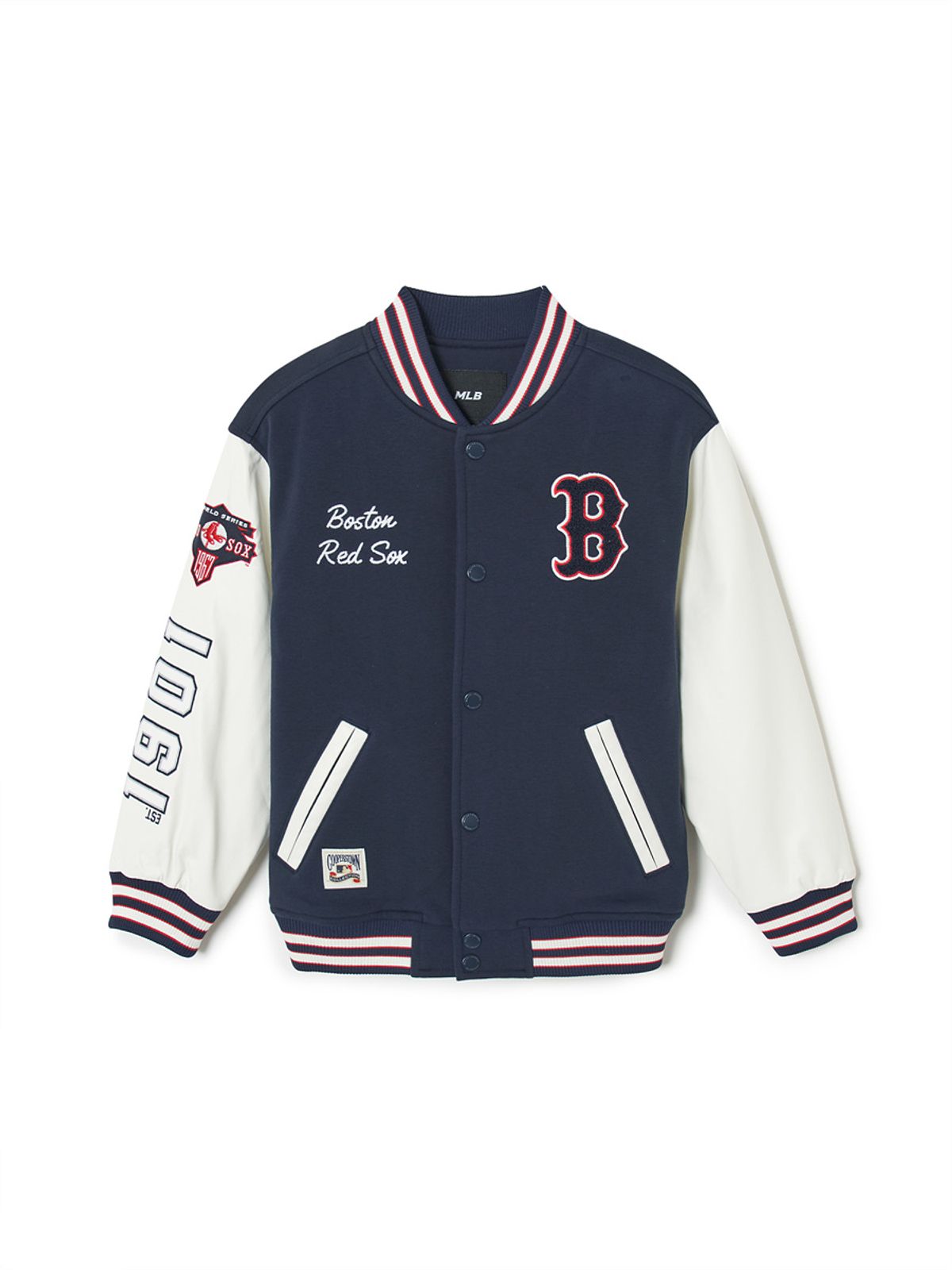 엠엘비 키즈(MLB KIDS) 스포티브 와펜 바시티 패딩 점퍼 BOS (Navy)