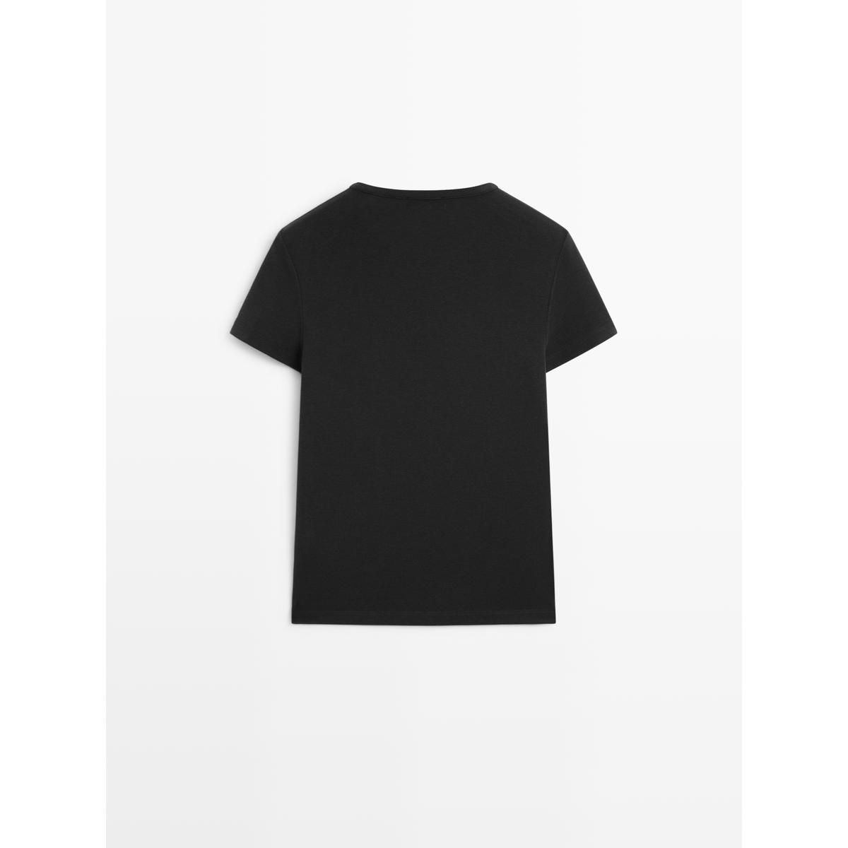 마시모두띠(MASSIMO DUTTI) 리오셀 블렌드 쇼트 슬리브 티셔츠