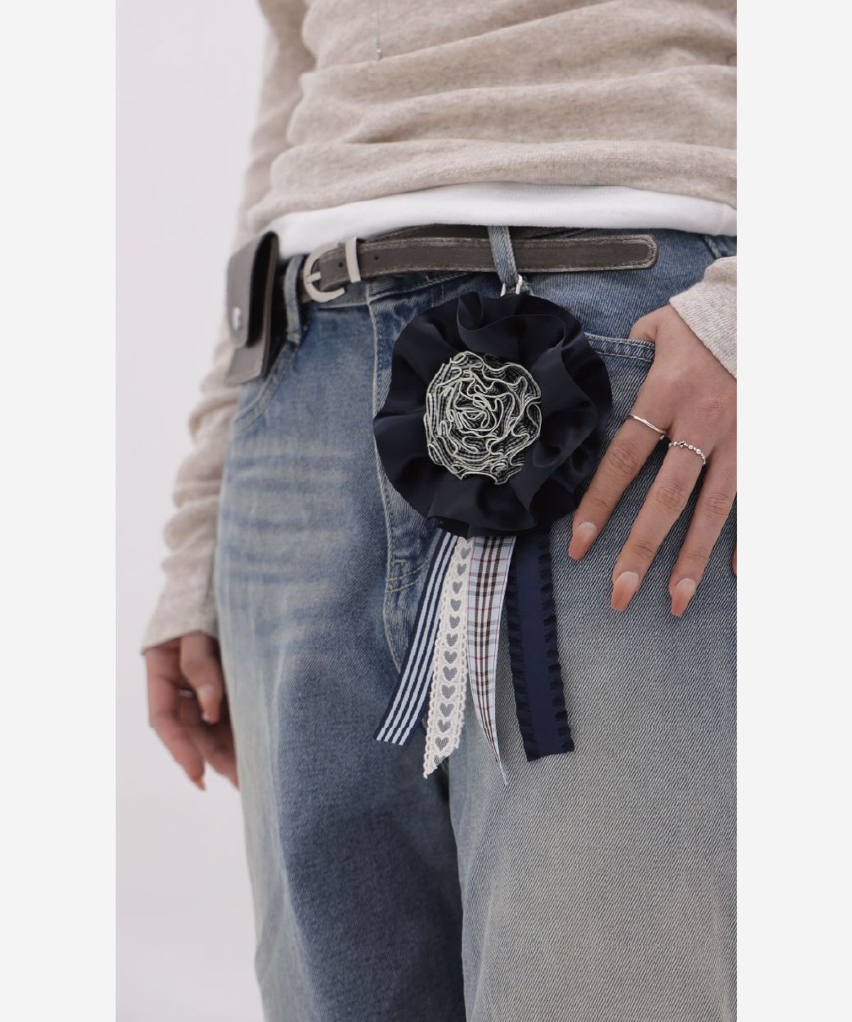 쏘몰라이크(SOMORELIKE) Checky Navy Rosette