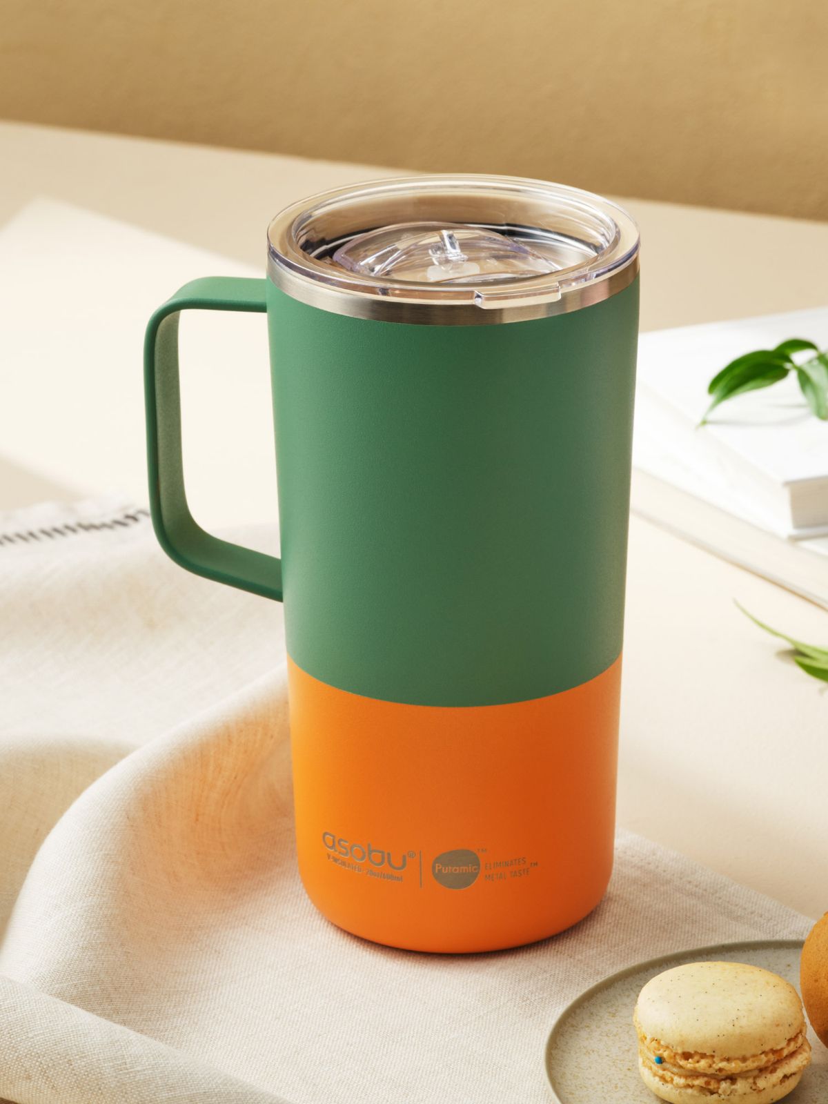 아소부(ASOBU) 세라믹 스텐 진공 보온보냉 타워 머그 파스텔 600ml