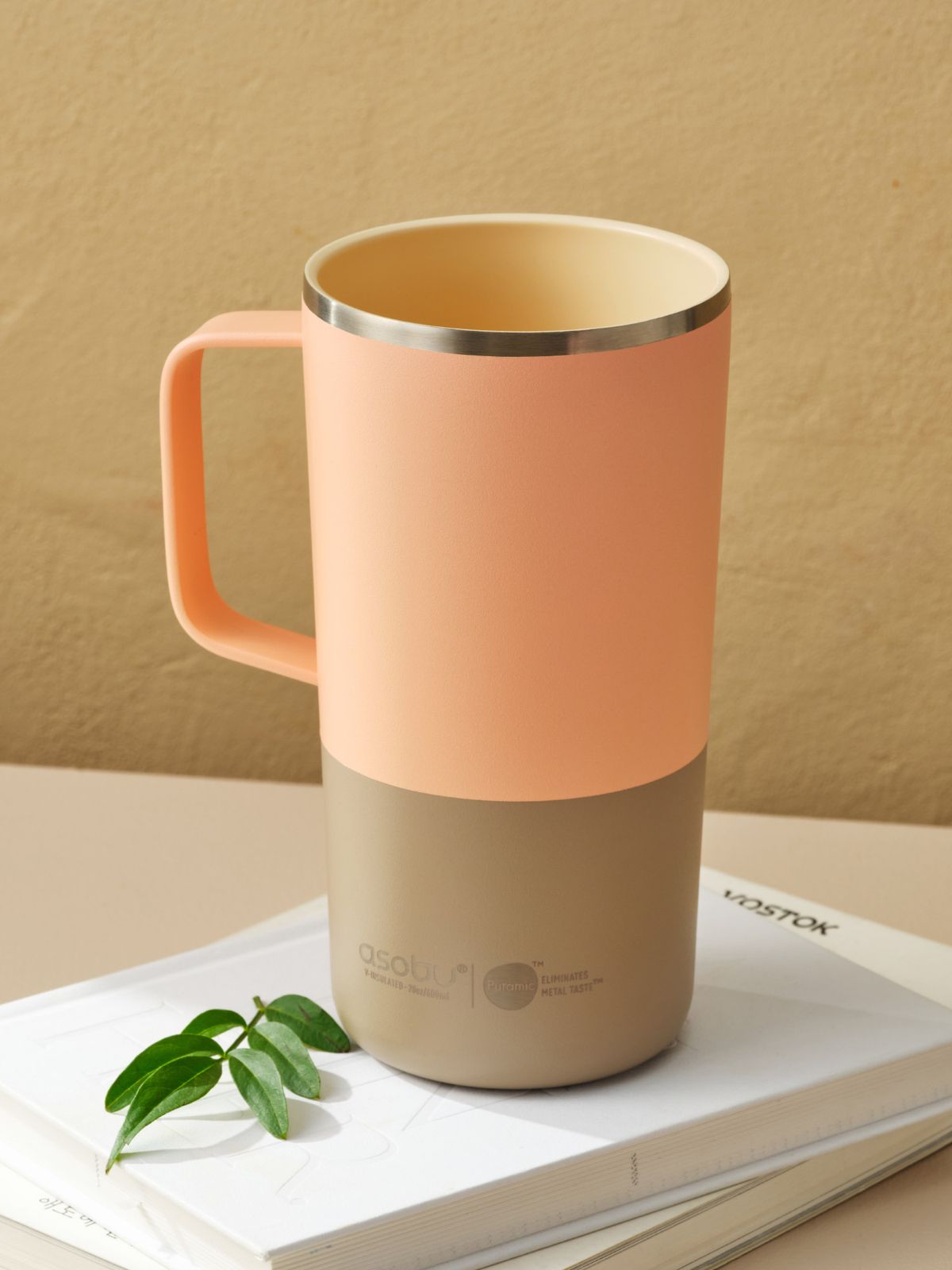 아소부(ASOBU) 세라믹 스텐 진공 보온보냉 타워 머그 파스텔 600ml