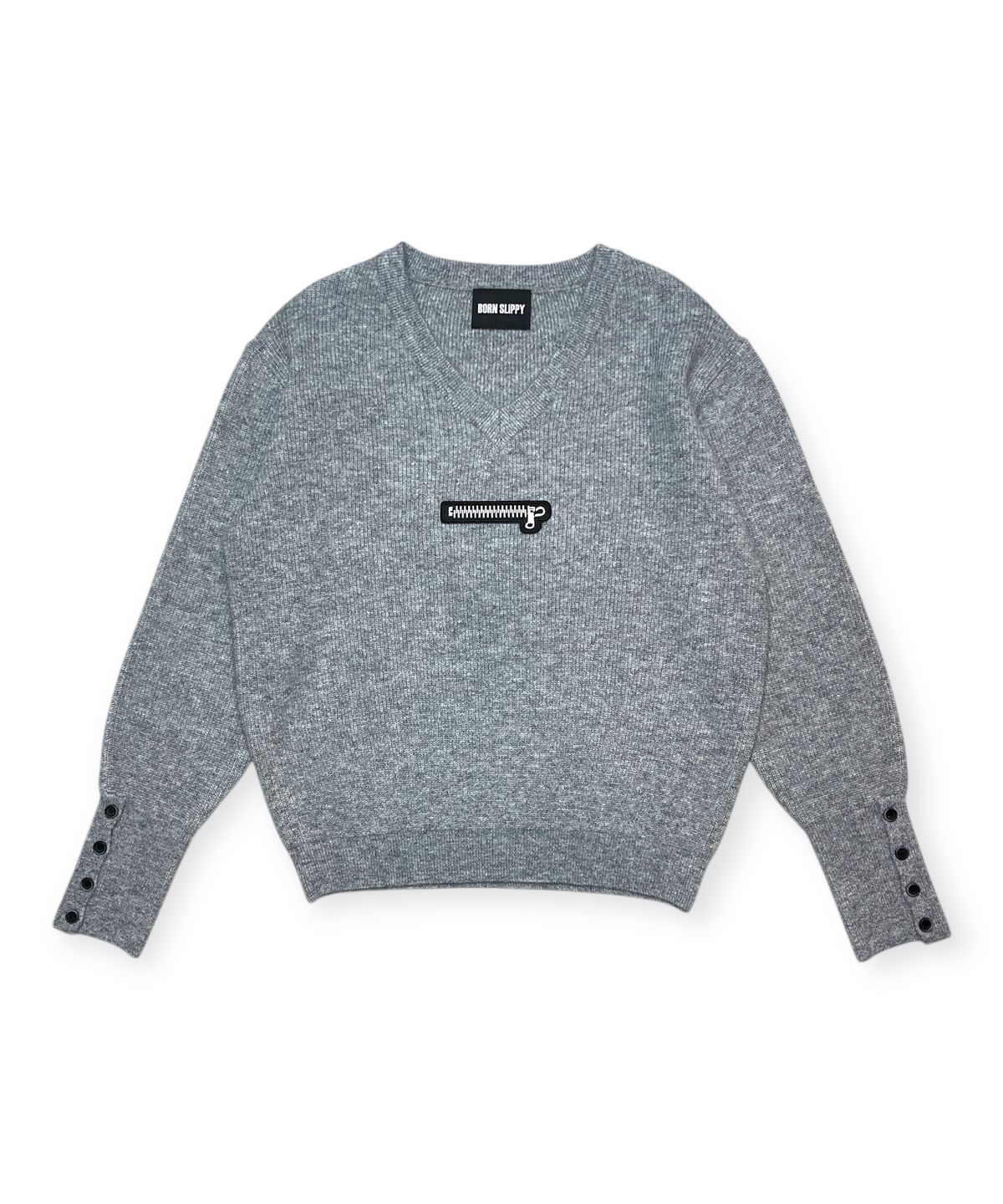 본슬리피(BORN SLIPPY) Muted Zip V-Neck Knit (Gray)