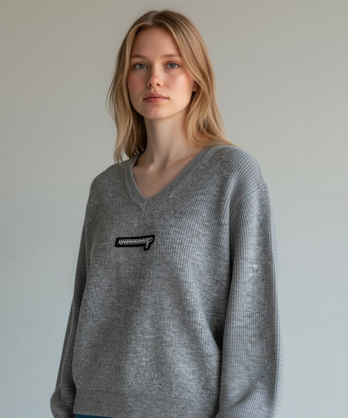 본슬리피(BORN SLIPPY) Muted Zip V-Neck Knit (Gray)