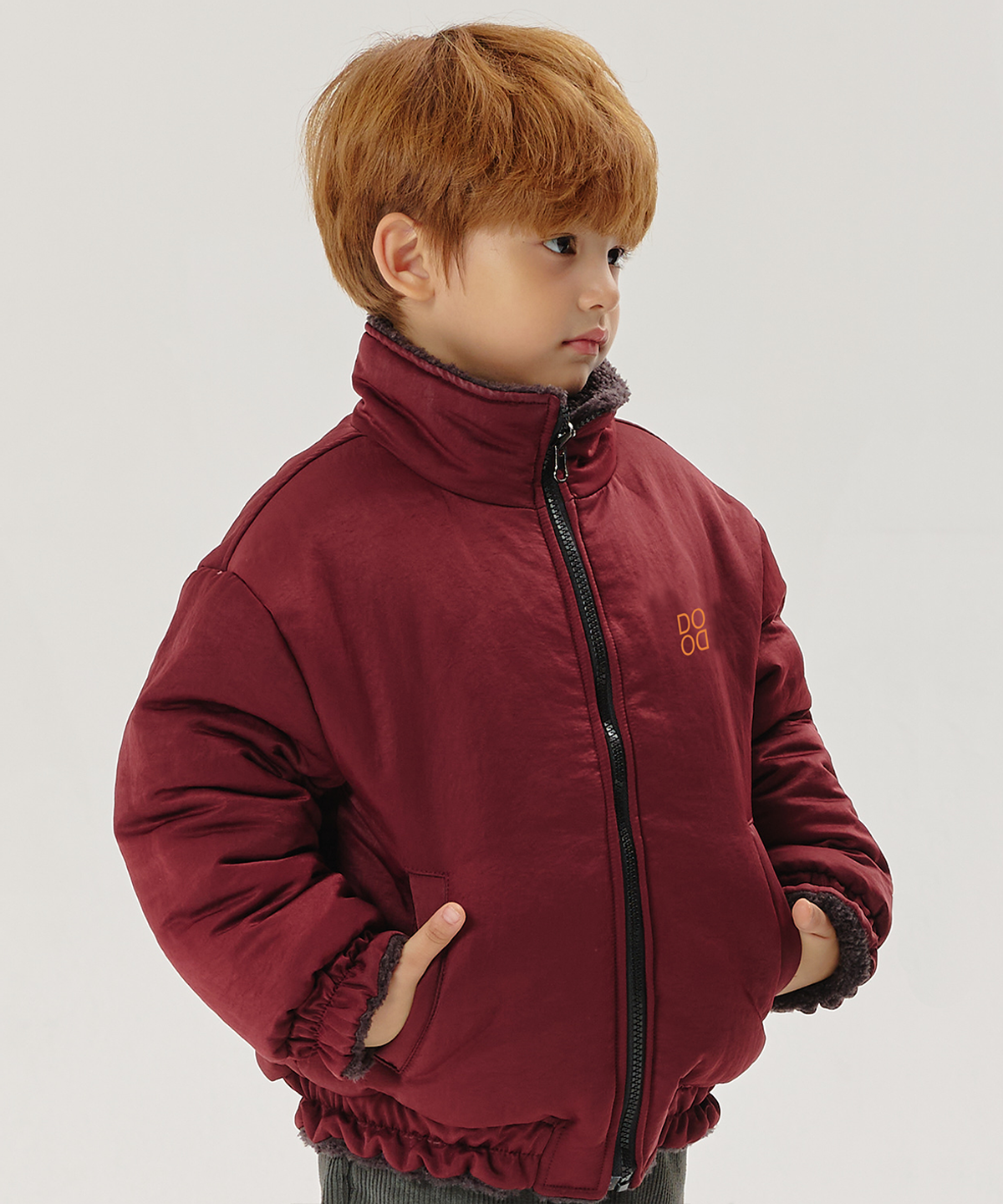 라메종드도도(LA MAISON DE DODO) reversible DODO Fleece Jacket (Burgandy/Red)_겨울용 뽀글이 아우터