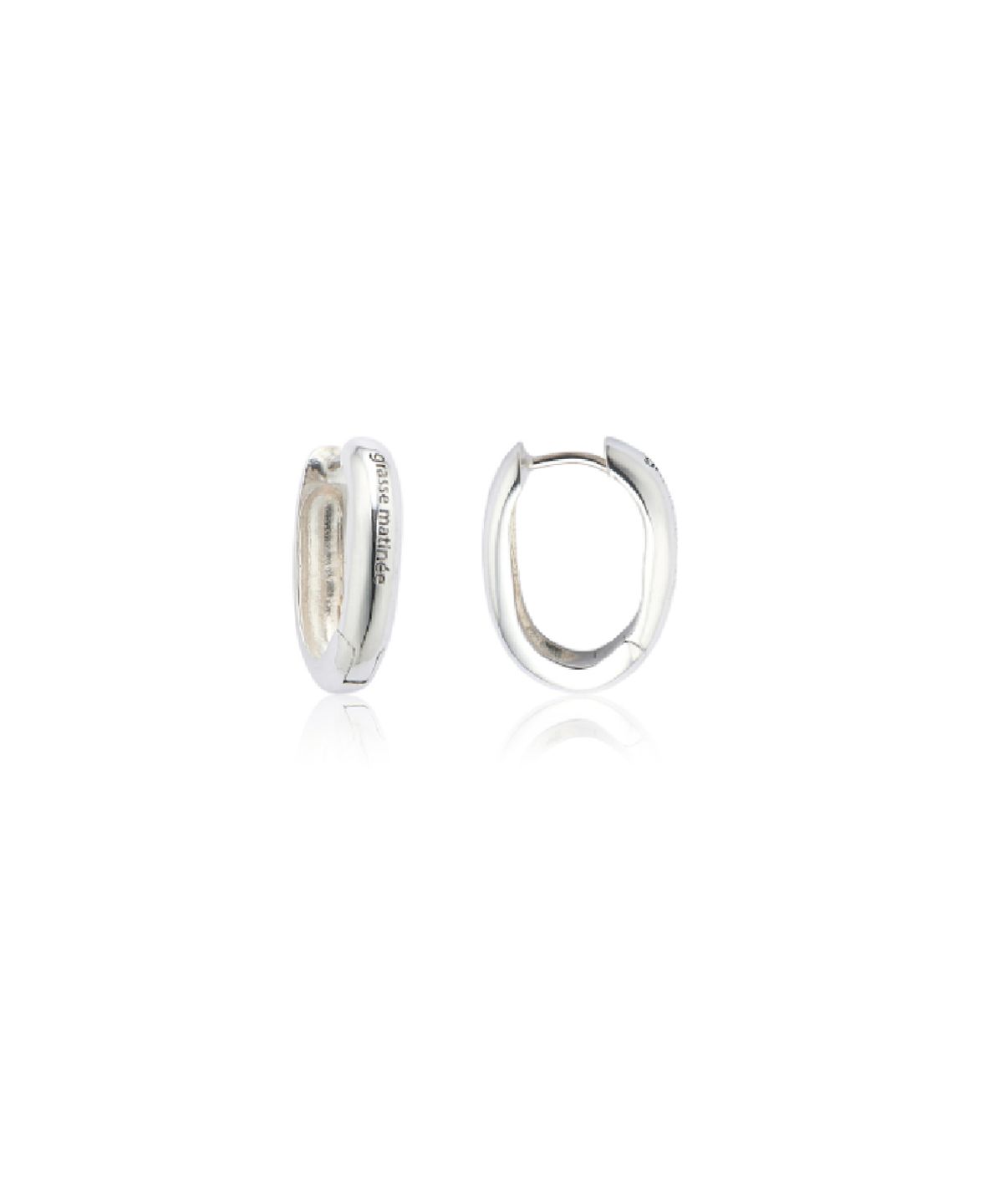 그라스마티네(GRASSE MATINEE) 2ways Oval Unbalanced Chain Earrings Silver