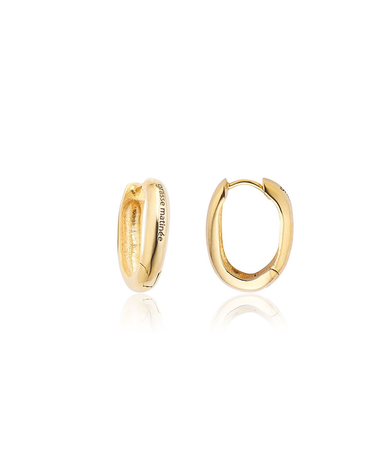 그라스마티네(GRASSE MATINEE) 2ways  Oval Unbalanced Chain Earrings Gold