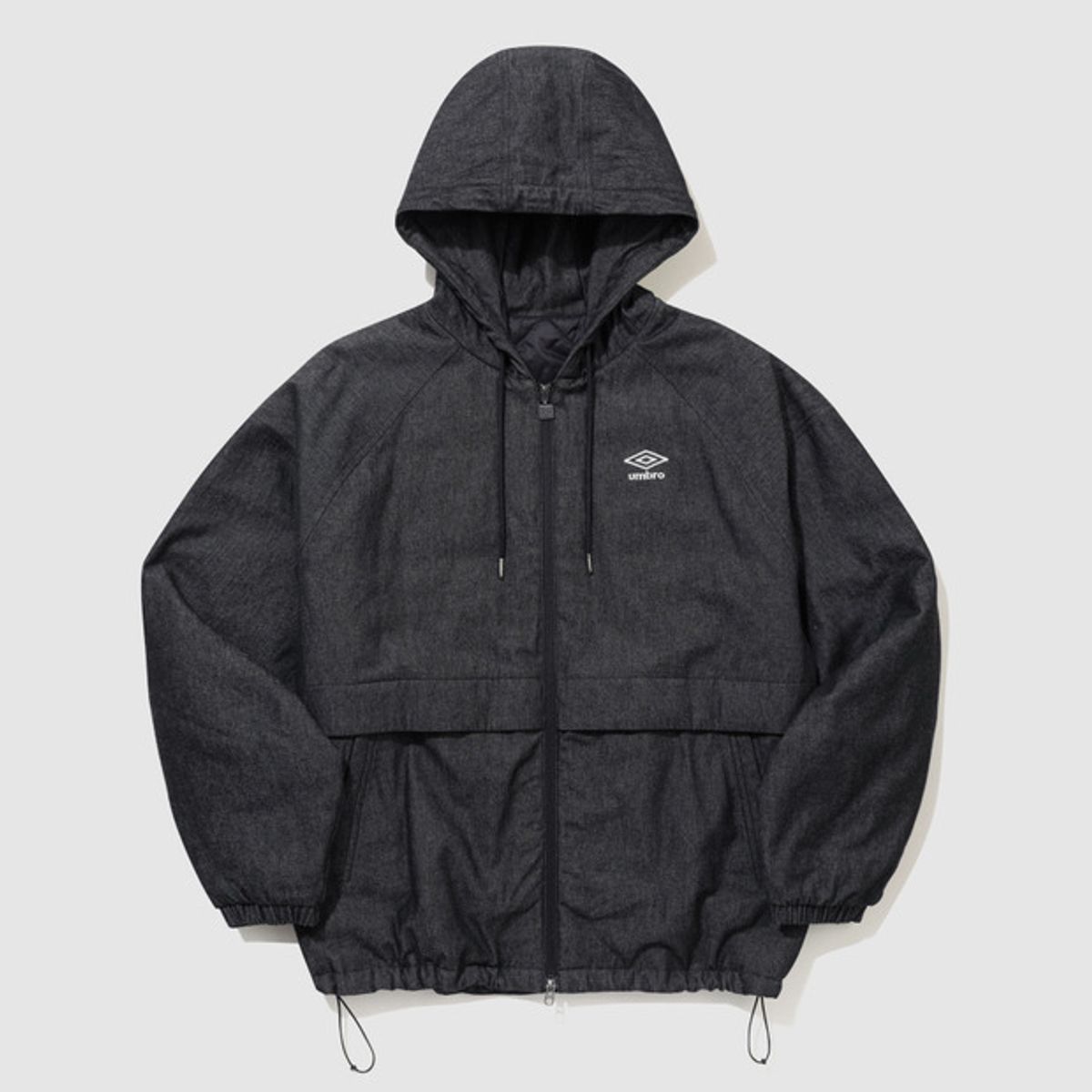 엄브로(UMBRO) 워크 패딩 후드 점퍼 흑청 UR124CPJ11