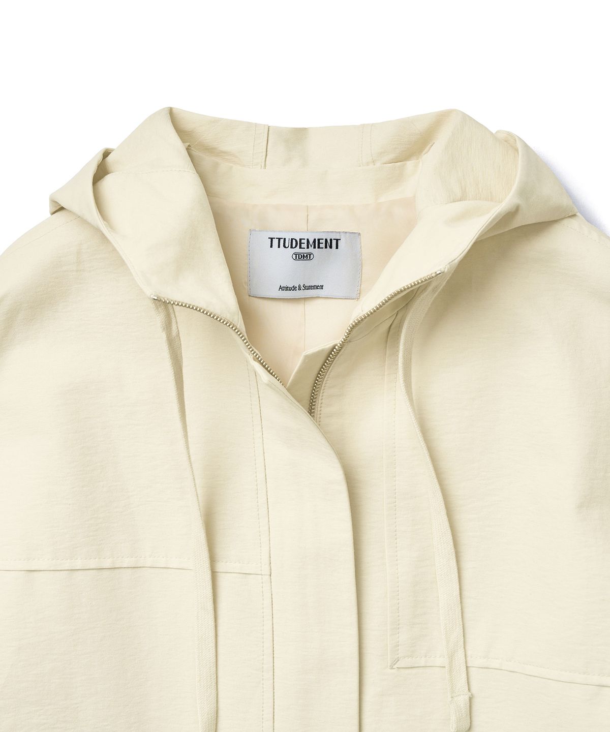튜드먼트(TTUDEMENT) HOODED HALF TRENCH_CREAM
