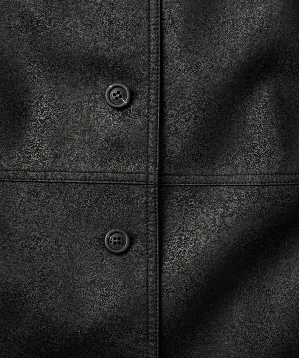 튜드먼트(TTUDEMENT) FAUX LEATHER HALF JACKET_BLACK