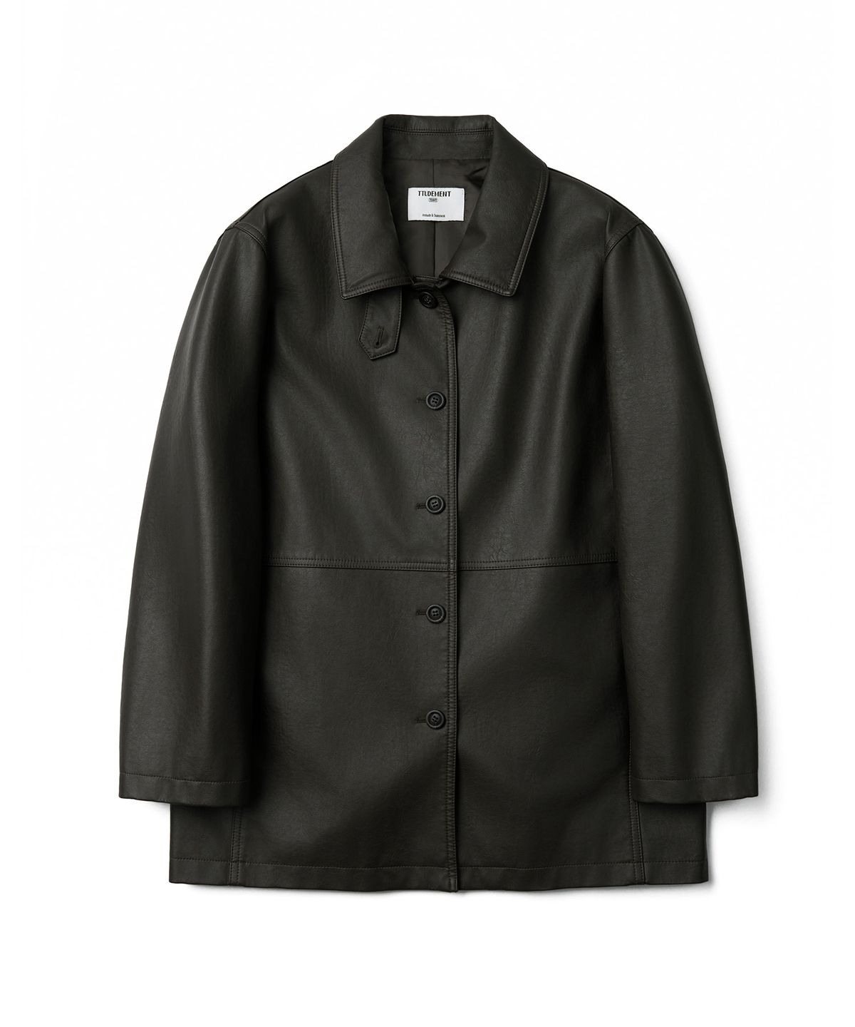 튜드먼트(TTUDEMENT) FAUX LEATHER HALF JACKET_BROWN