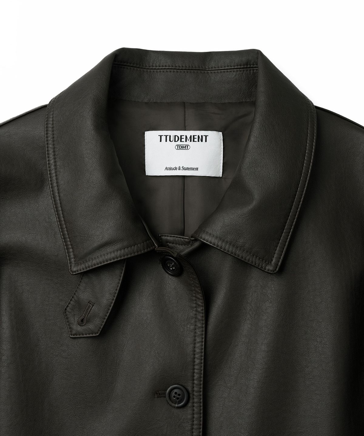 튜드먼트(TTUDEMENT) FAUX LEATHER HALF JACKET_BROWN