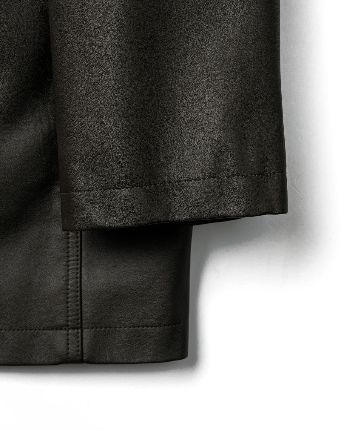 튜드먼트(TTUDEMENT) FAUX LEATHER HALF JACKET_BROWN