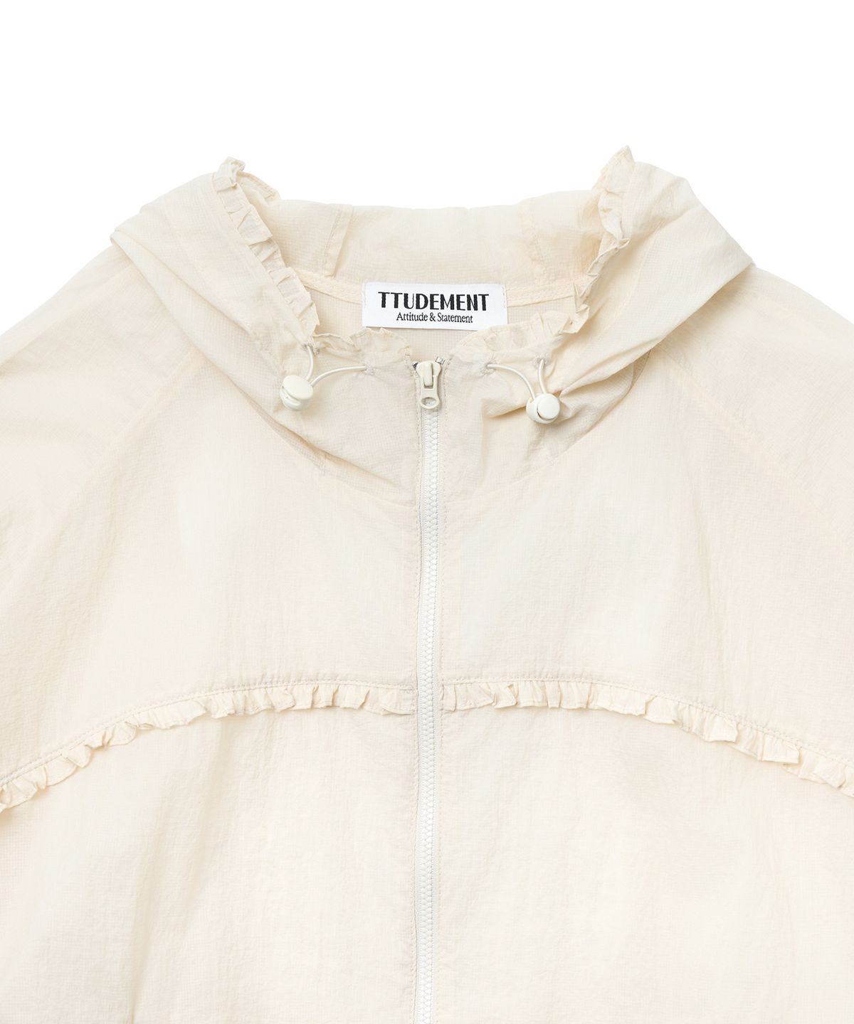 튜드먼트(TTUDEMENT) SHEER FRILLED WINDBREAKER_BUTTER
