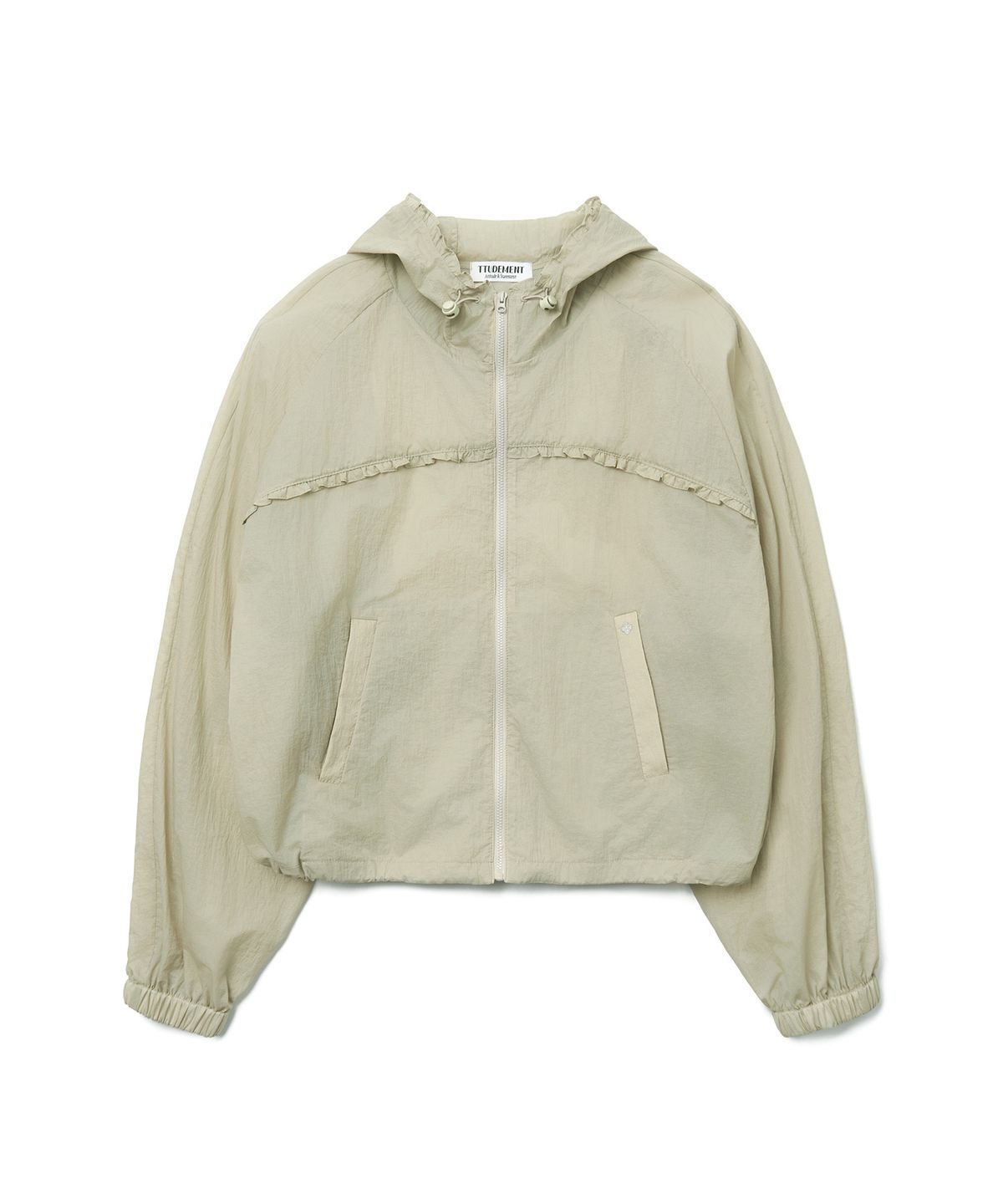 튜드먼트(TTUDEMENT) SHEER FRILLED WINDBREAKER_KHAKI