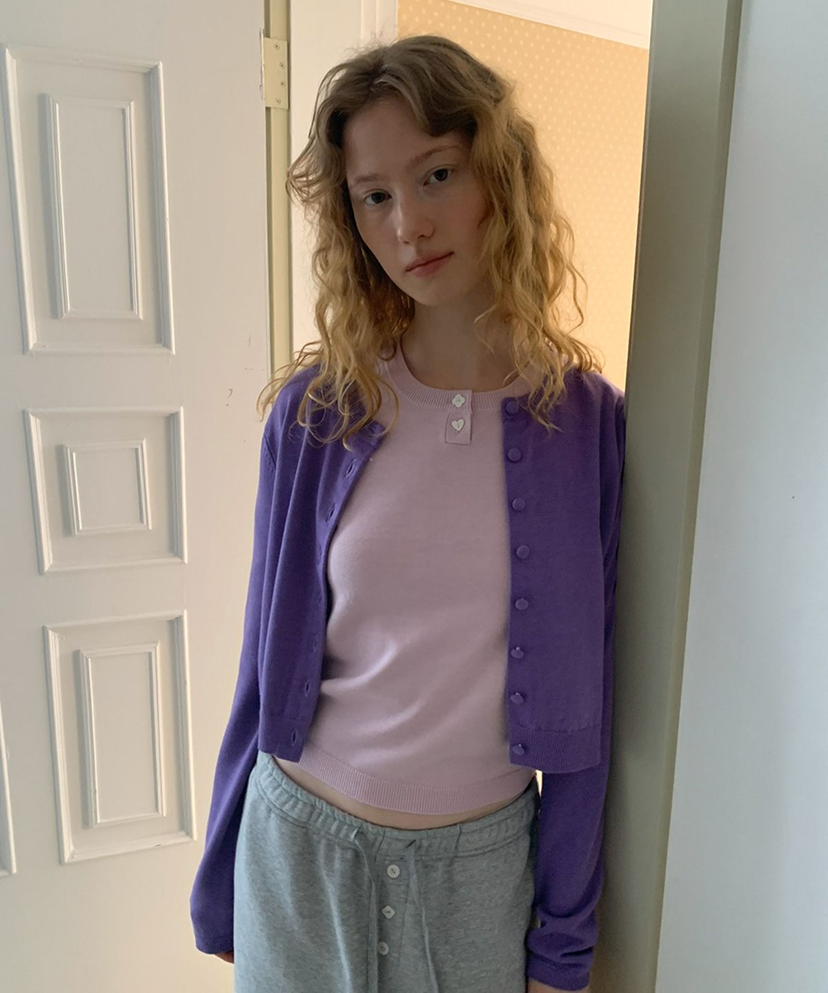 튜드먼트(TTUDEMENT) DAILY WOOL KNIT CARDIGAN_PURPLE