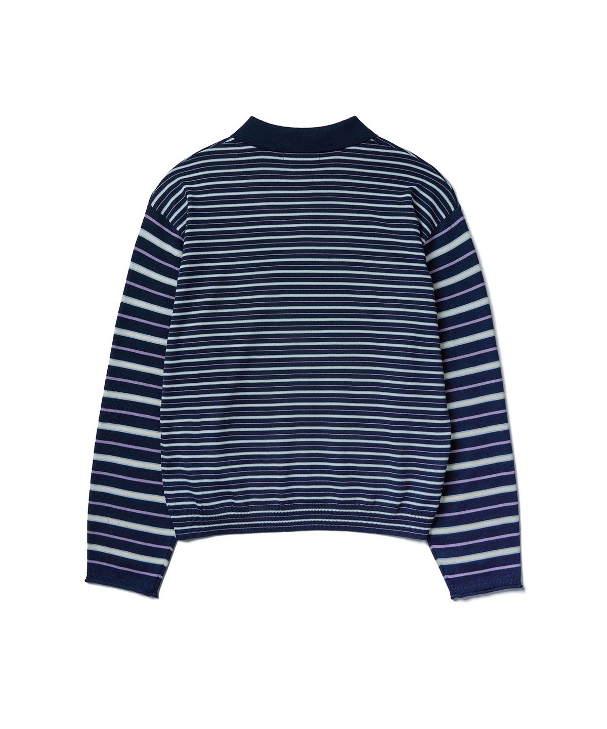 튜드먼트(TTUDEMENT) STRIPE LONG SLEEVE POLO KNIT_NAVY